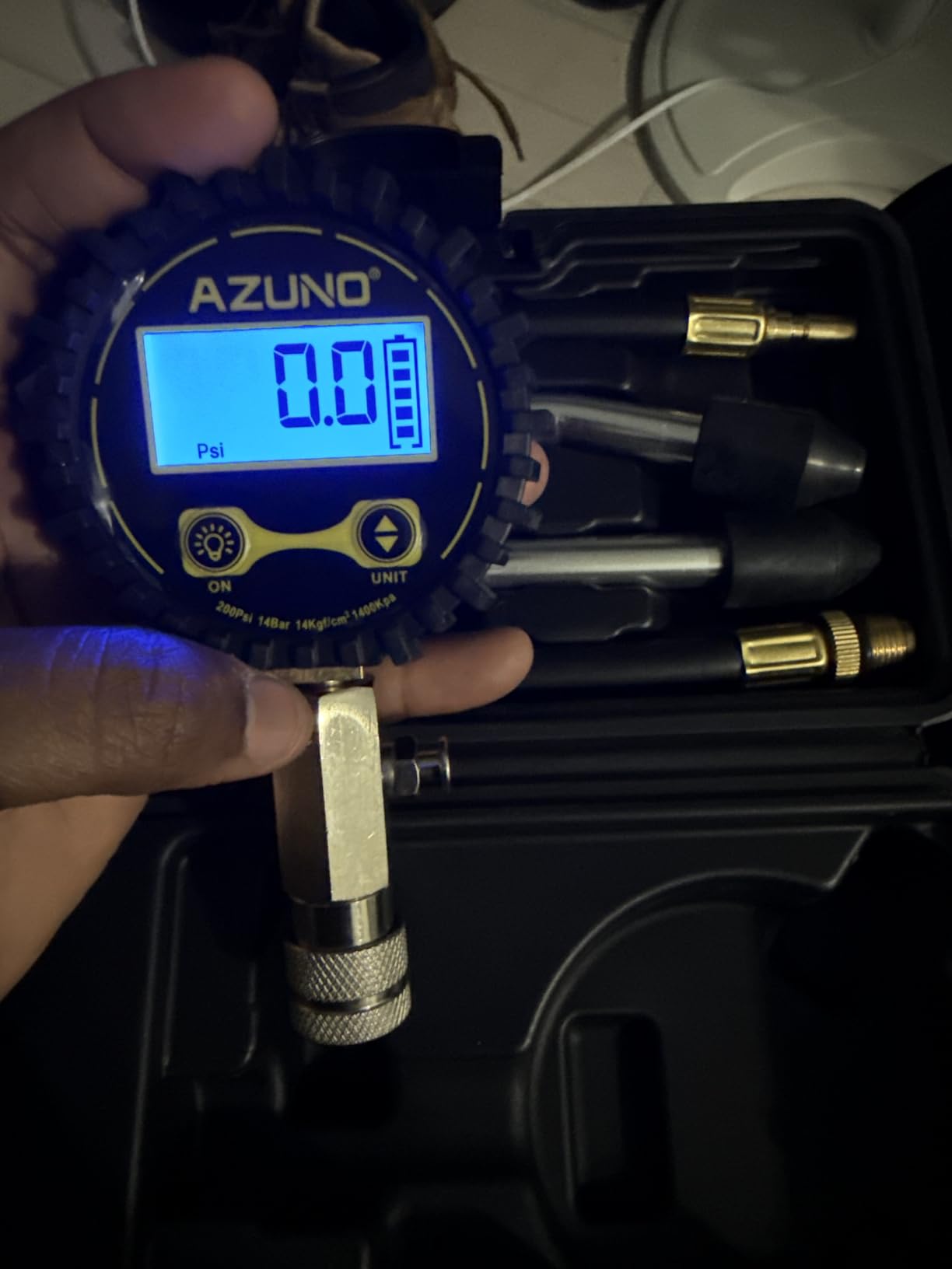AZUNO Compression Tester Automotive, Digital Compression Gauge 200 PSI for Petrol Engine Cylinder Compression Tester Kit with Adapter & Hose customer photo 1
