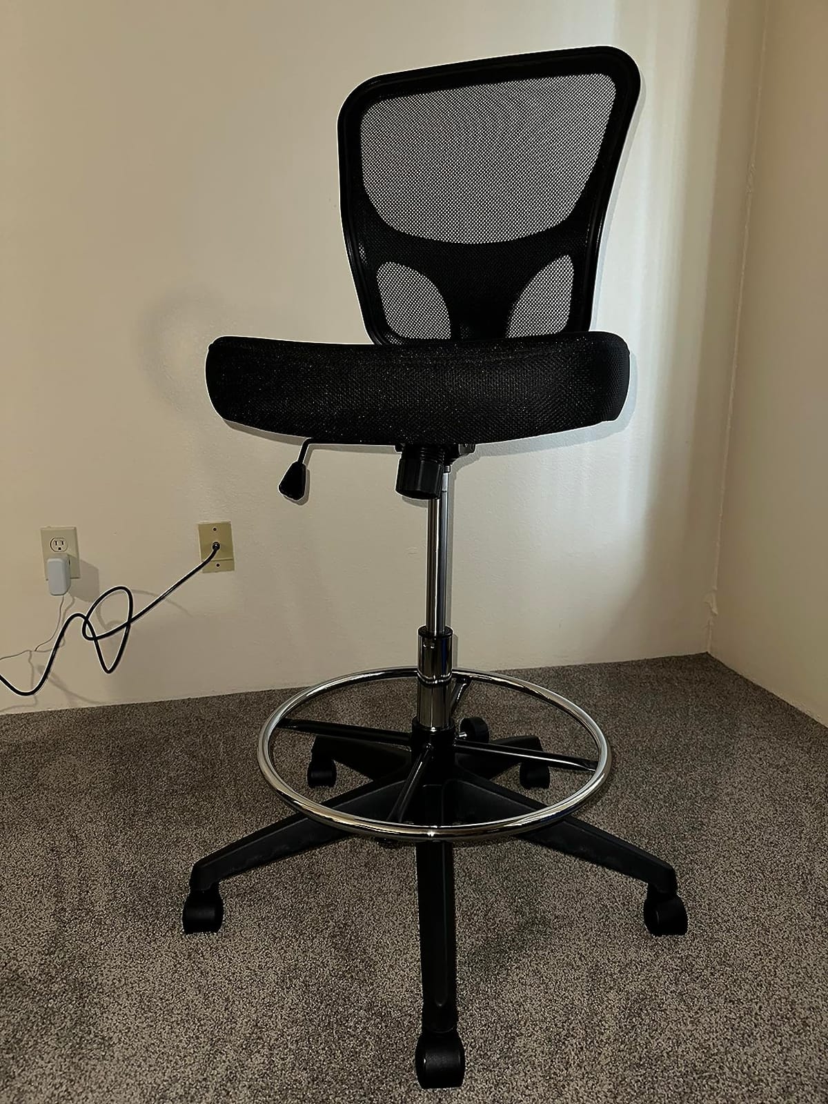 Armless Drafting Chair Tall Office Chair Adjustable Height High Back Ergonomic Desk Chair Drafting Stool Rolling Bar Stools Chairs with Footrest and Wheels customer photo 1