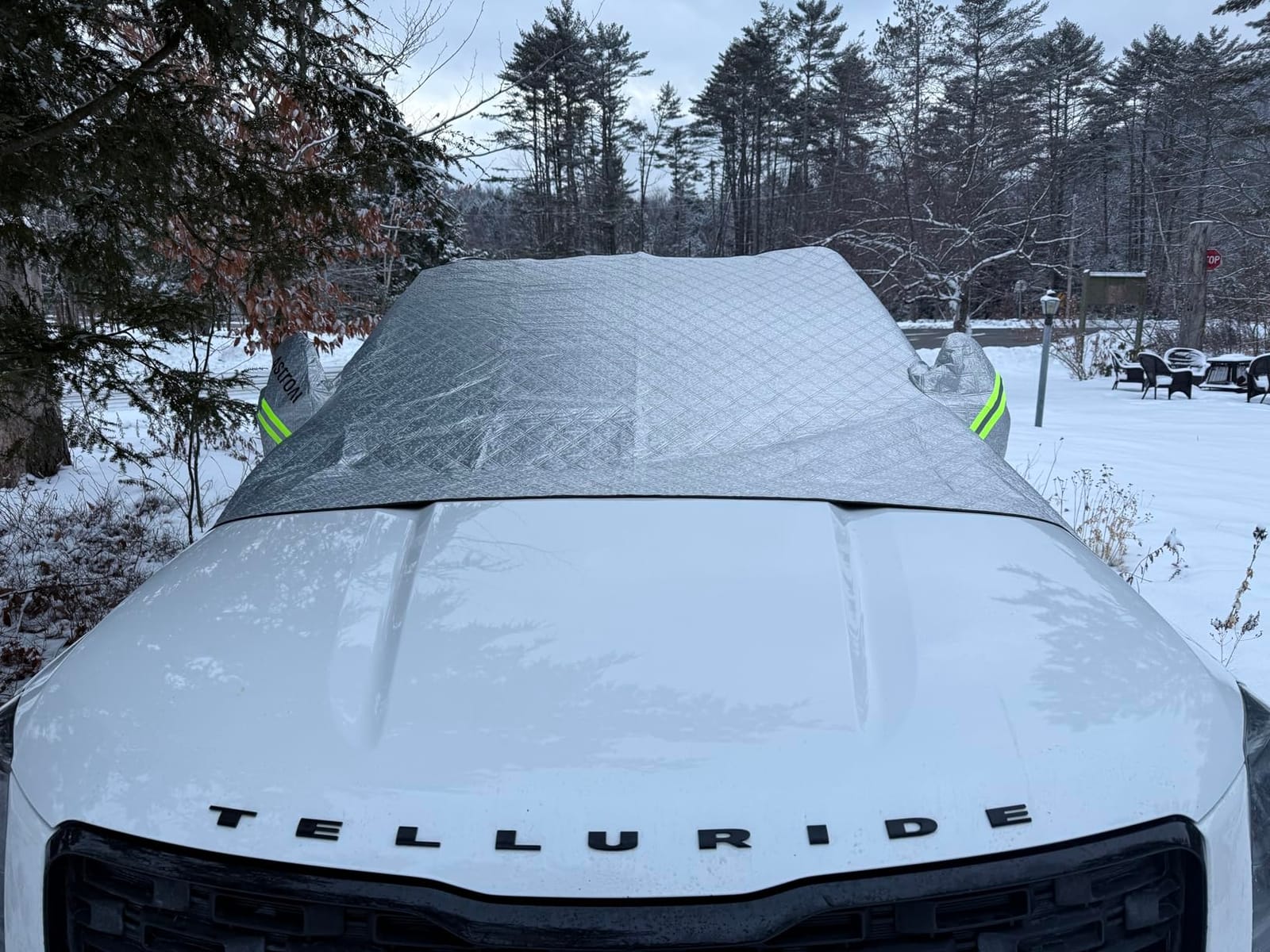 AstroAI Windshield Cover for Ice and Snow, Frost Protector Car Snow Cover | Car Windshield Snow Cover With Anti-Theft Straps And 2 Mirror Covers, Durable Windproof UV Sun Shade For Cars, SUVs And Vans customer photo 2