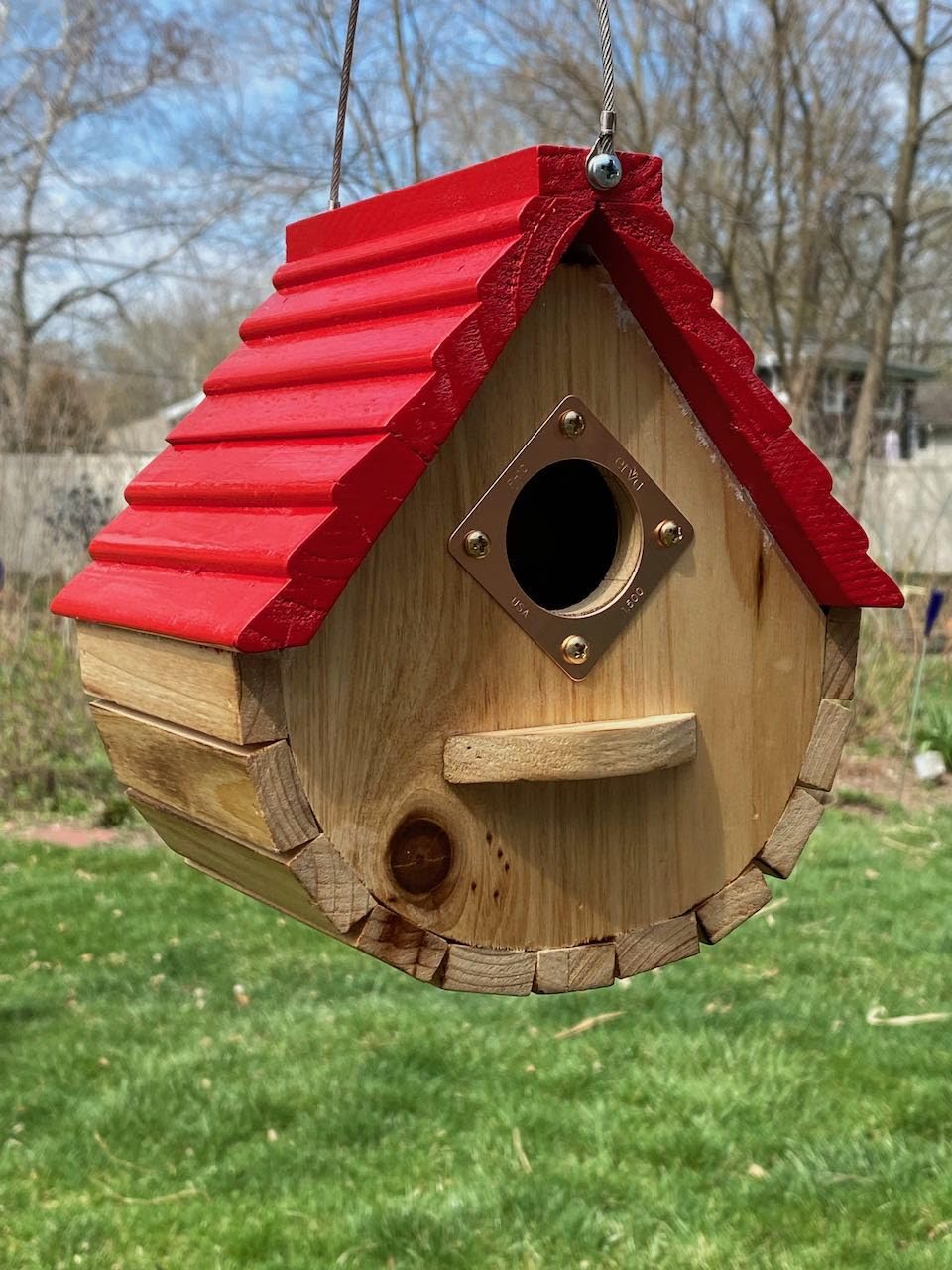Wood Bird House for Outside, Wooden Bird House Bluebird Finch Cardinals Hanging Birdhouse for Garden customer photo 1