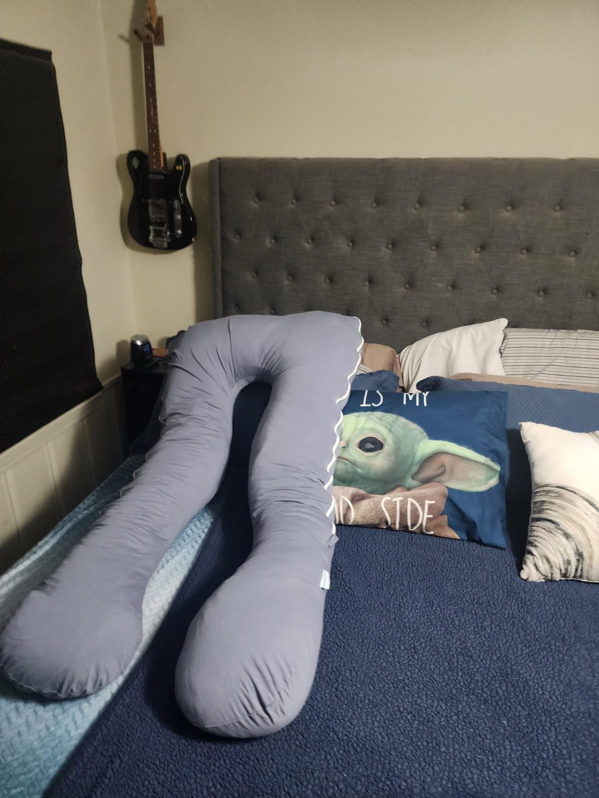 QUEEN ROSE Pregnancy Pillow, U Shaped Full Body Pillows for Sleeping Support, 55 Inch Maternity Pillow for Pregnant Women with Cooling Silky Cover, Blue customer photo 2