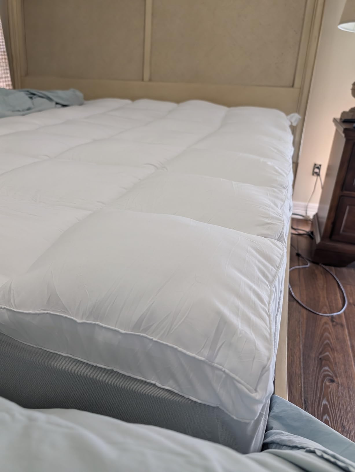 ELEMUSE RV Short Queen Mattress Topper, Thick Pillow Top Mattress Pad | Plush comfort with overfilled fill, fits RV short queen beds, RV essential for campers and travel trailers customer photo 2