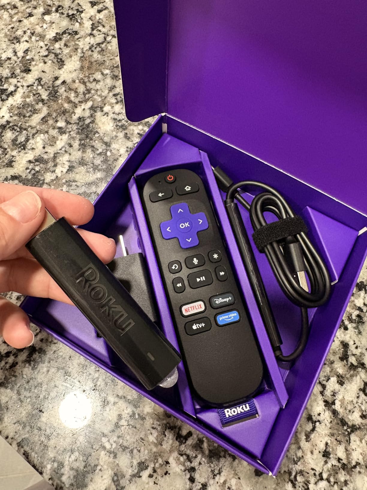 Roku Streaming Stick 4K with Voice Remote - HDR10+ & Dolby Vision | Compact 4K Streaming Device for TV with Roku Voice Remote & Long-Range Wi-Fi - Free & Live Local News, Sports customer photo 1