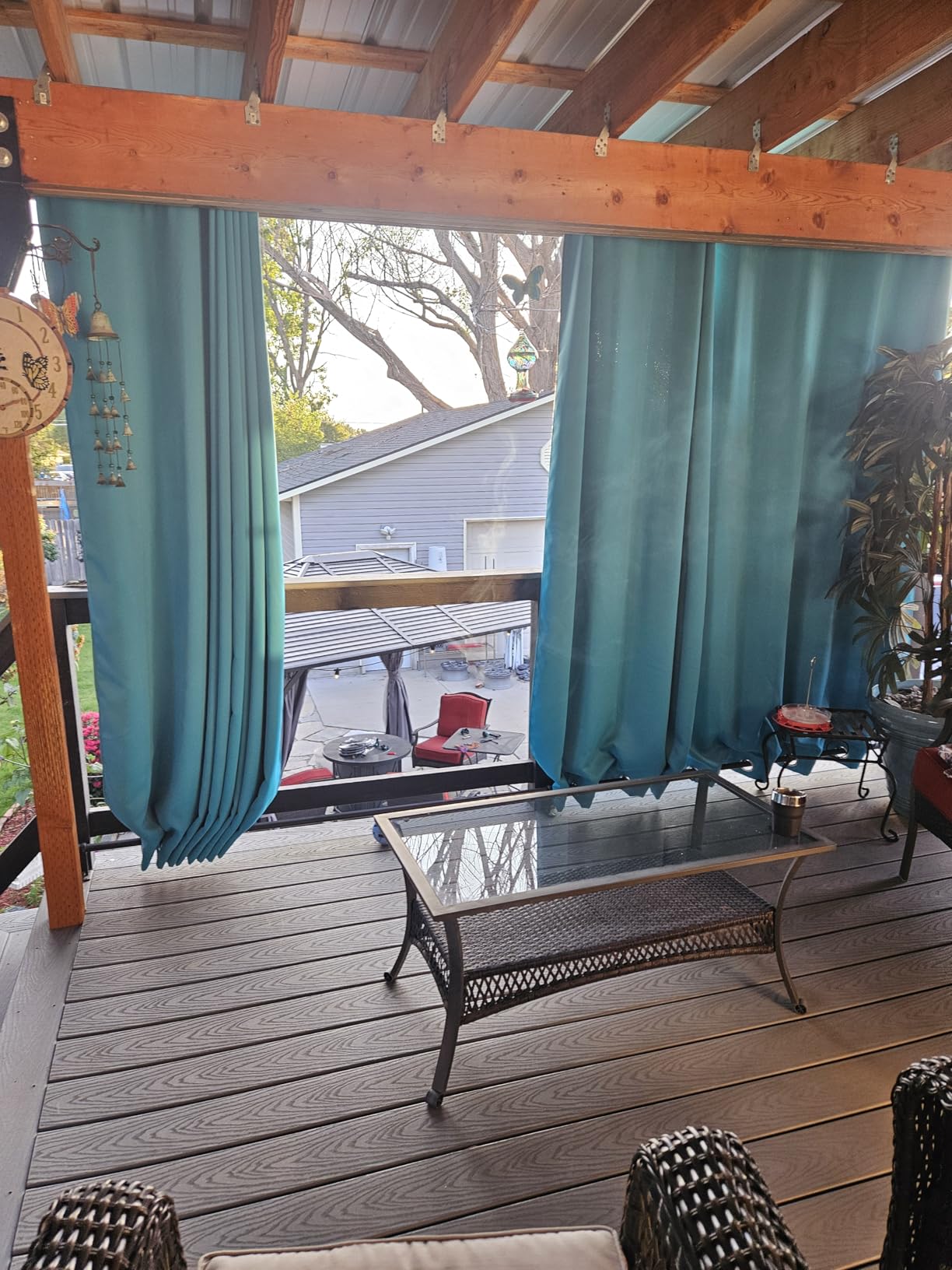 NICETOWN Weighted Outdoor Curtains for Patio Waterproof W52xL84 in 2 Panels | Windproof Drapes Top & Bottom Grommets, Weatherproof Thermal Insulated Blinds Keep Privacy for Yard/Porch, Biscotti Beige customer photo 1