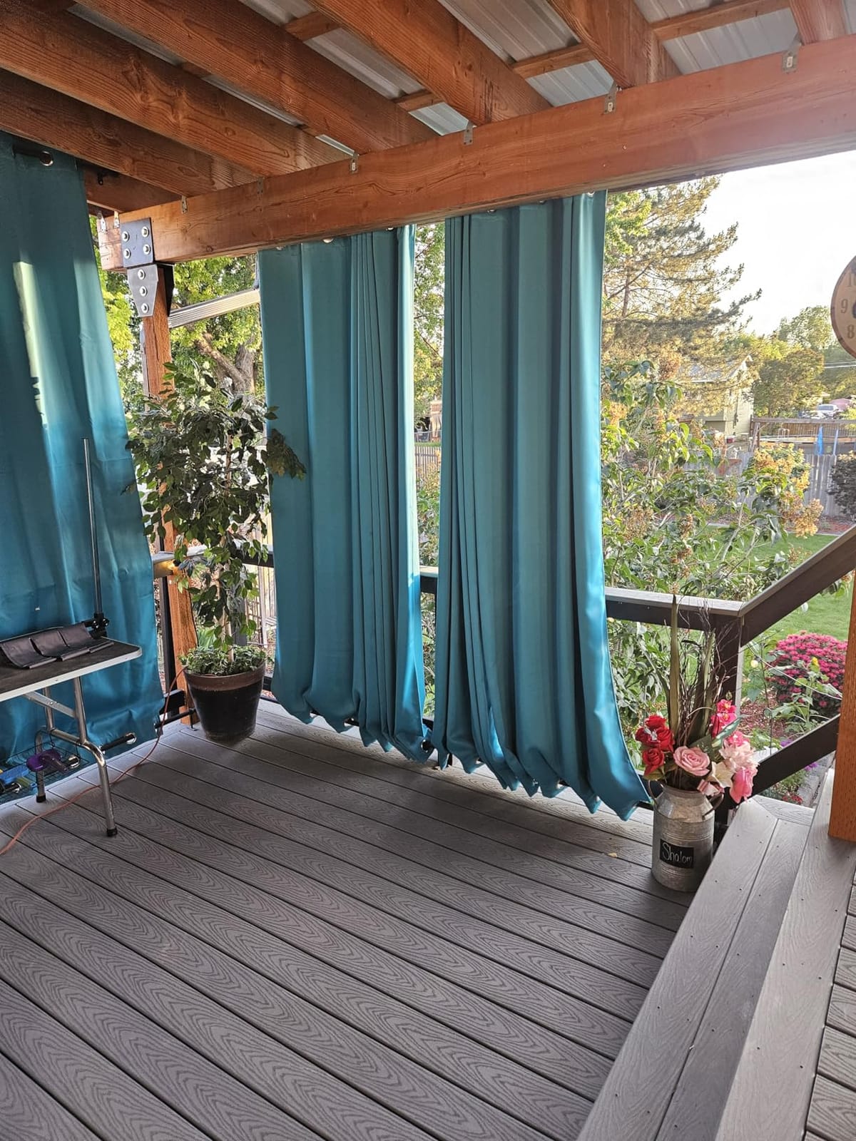 NICETOWN Weighted Outdoor Curtains for Patio Waterproof W52xL84 in 2 Panels | Windproof Drapes Top & Bottom Grommets, Weatherproof Thermal Insulated Blinds Keep Privacy for Yard/Porch, Biscotti Beige customer photo 2