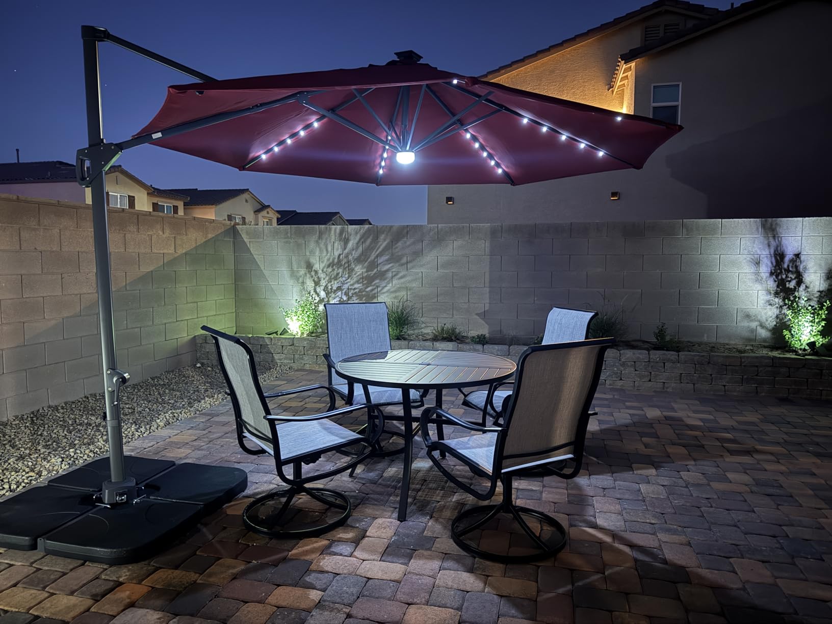 Best Choice Products 10ft Solar LED Cantilever Patio Umbrella, 360-Degree Rotation Hanging Offset Market Outdoor Sun Shade for Backyard, Deck, Poolside w/Lights, Easy Tilt, Cross Base - Tan customer photo 1
