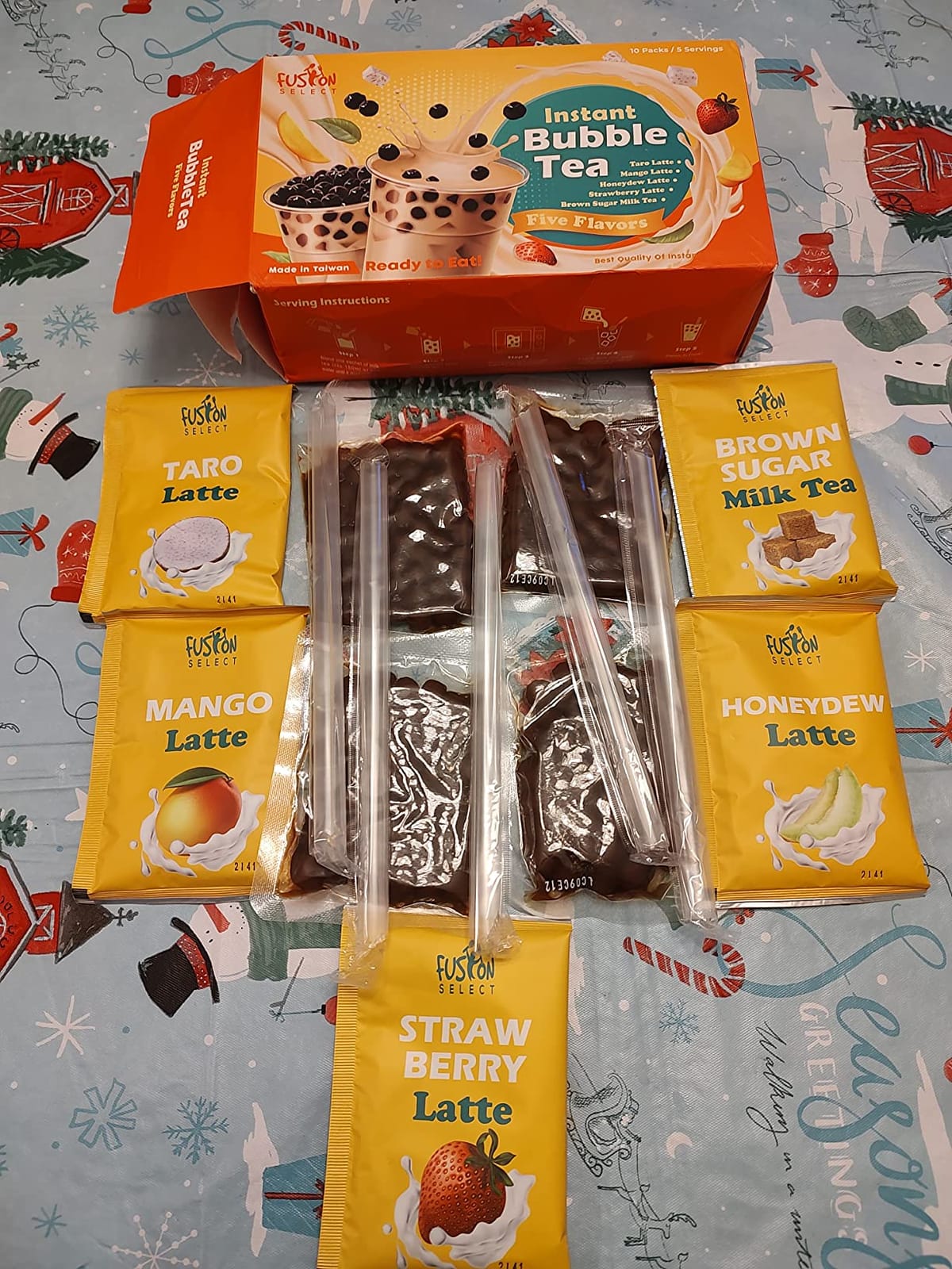 Fusion Select 5 Packs Taro, Mango, Honeydew, Strawberry Bubble Tea Kit Set With Extra Rich Tapioca Pearls, Straws customer photo 1