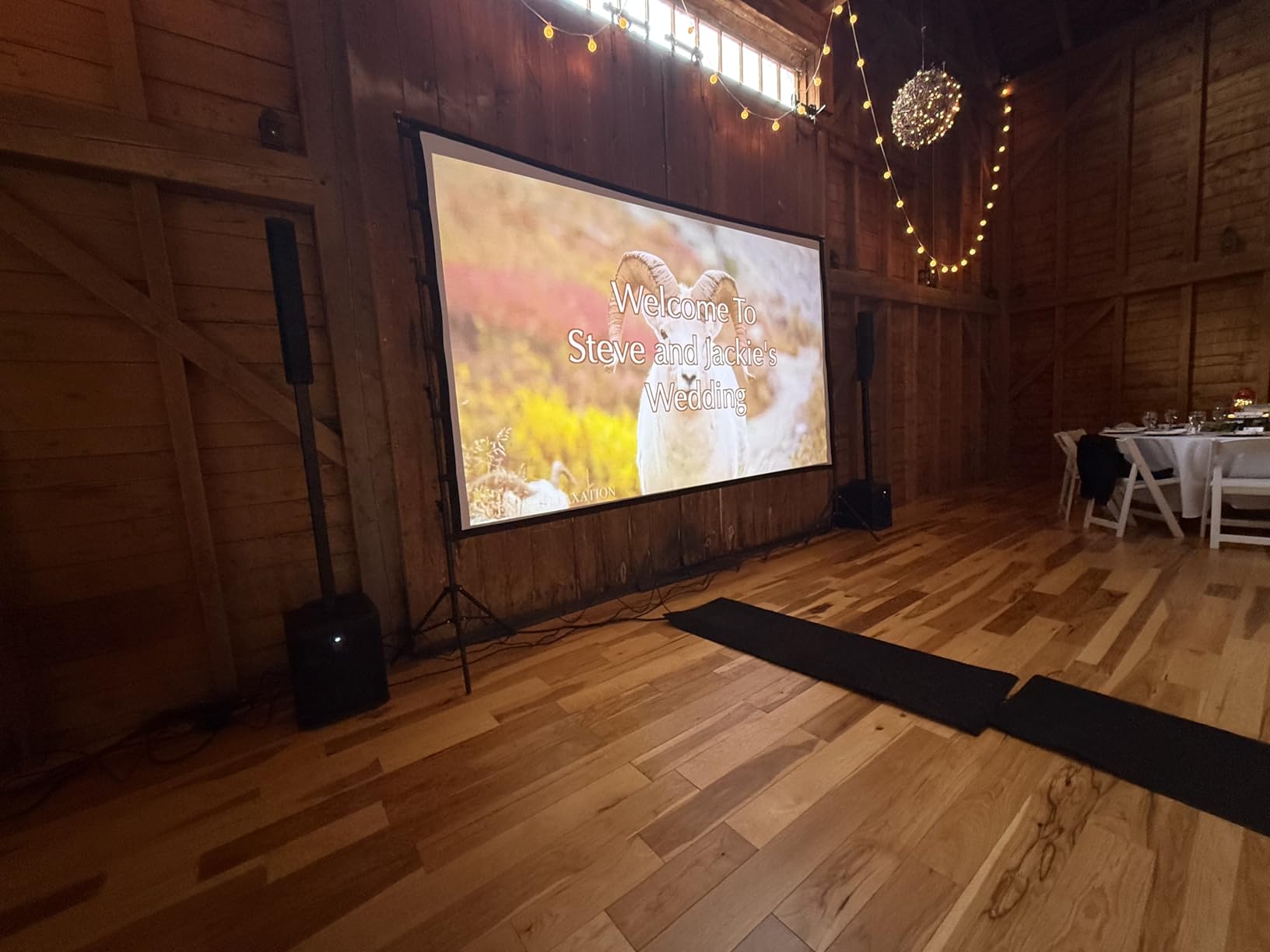 TOWOND Projector Screen and Stand, 150 inch Indoor Outdoor Projection Screen, Portable 16:9 4K HD Rear Front Movie Screen with Carry Bag Wrinkle-Free Design for Home Theater Backyard Cinema customer photo 1