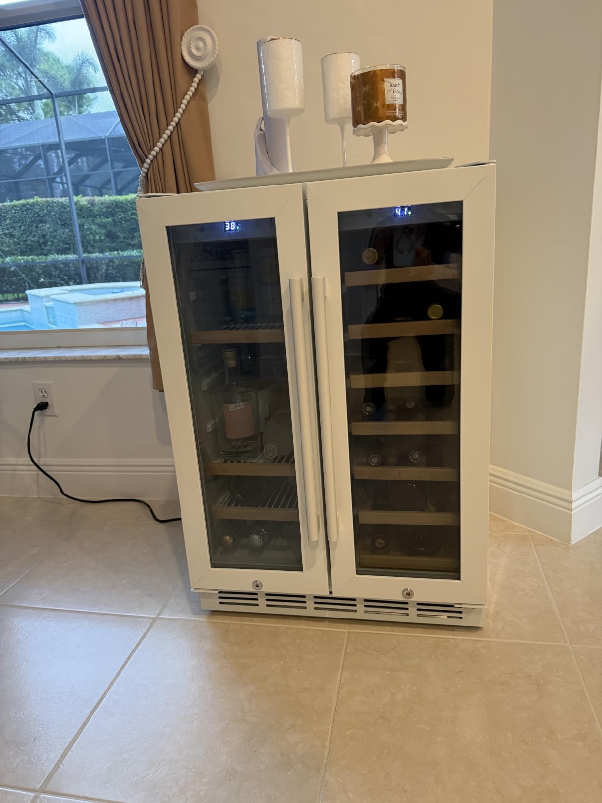 Wine and Beverage Refrigerator, 24 Inch Dual Zone Fridge with Glass Door, Built-In Cooler with Powerful and Quite Cool System/18 Bottles and 88 Cans Capacity Bverage Cooler customer photo 2