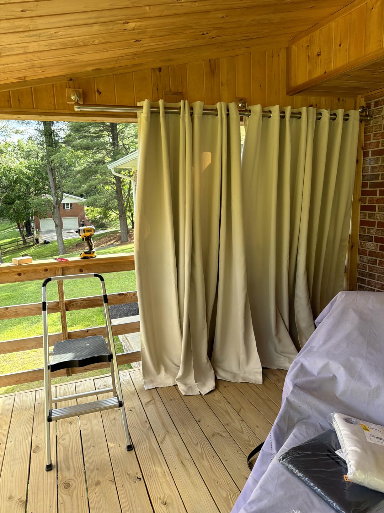 NICETOWN 2 Panels Weighted Blackout Curtains Patio Waterproof Outdoor Curtains, Thermal Insulated Top & Bottom Grommet & Back Tab Wind-Break Drapes Privacy for Pergola, W52 by L84, Tan-Khaki customer photo 1