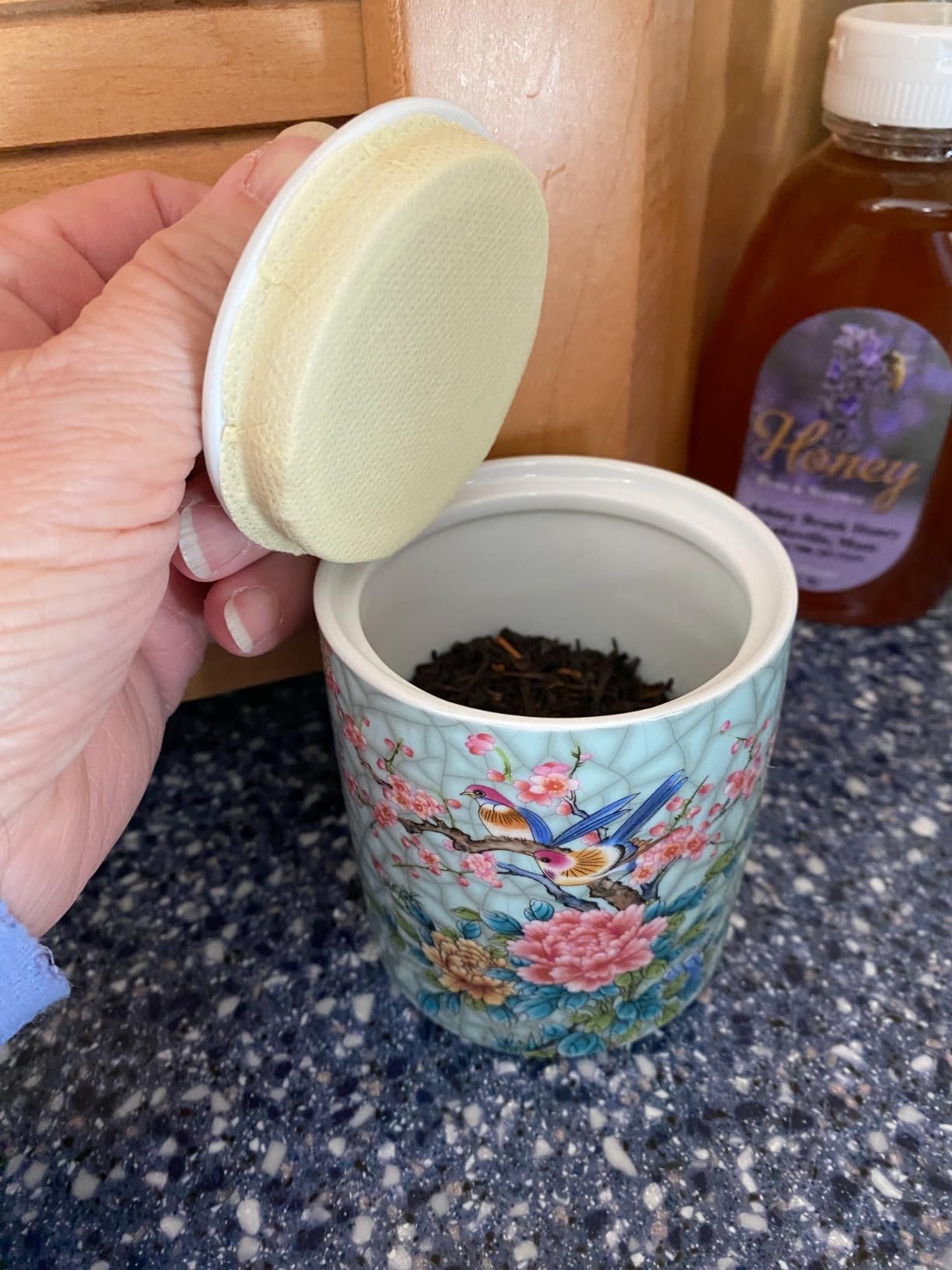 Enamel Ceramic Tea Caddy Tea Canister Tea Storage Container Tins Jar with Airtight Lid Water-proof Tank for Tea, Coffee, Herb, Sugar, Spice, Nuts customer photo 2