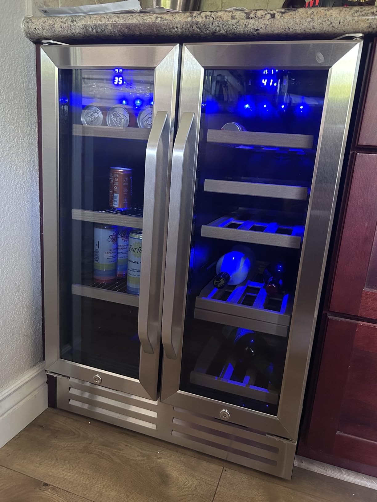 24 Inch Beverage Refrigerator Cooler,210 Cans Wide Beverage and Beer Fridge with Glass Door and Powerful Cooling Compressor, Built-in/Freestanding Drink Fridge for Kitchen, Bar or Office customer photo 2