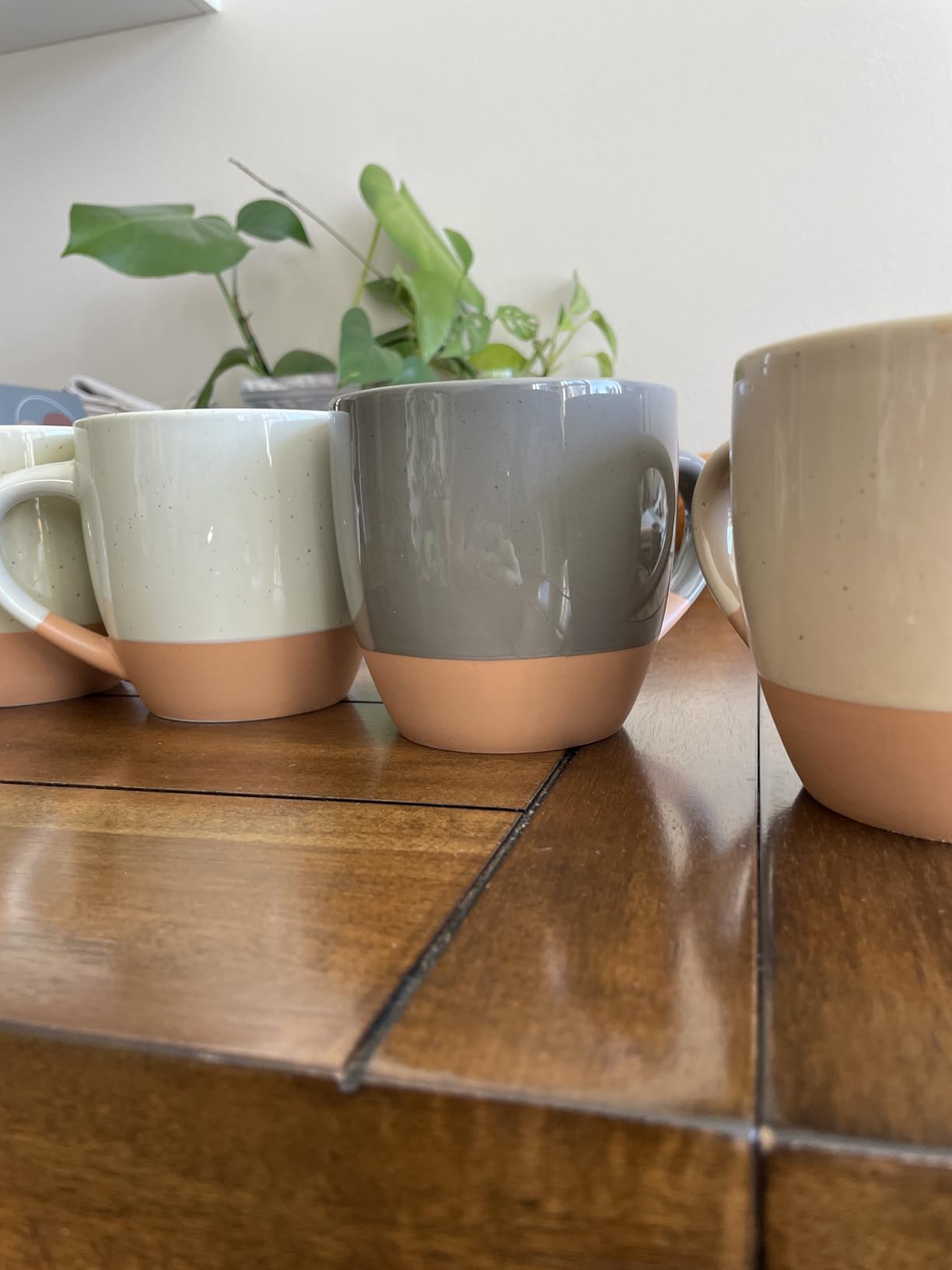 Mora Ceramic Large Latte Mug Set of 4, 16oz - Microwavable, Porcelain Coffee Cups With Big Handle - Modern, Boho, Unique Style For Any Kitchen. Microwave Safe Stoneware - Assorted Neutrals customer photo 1
