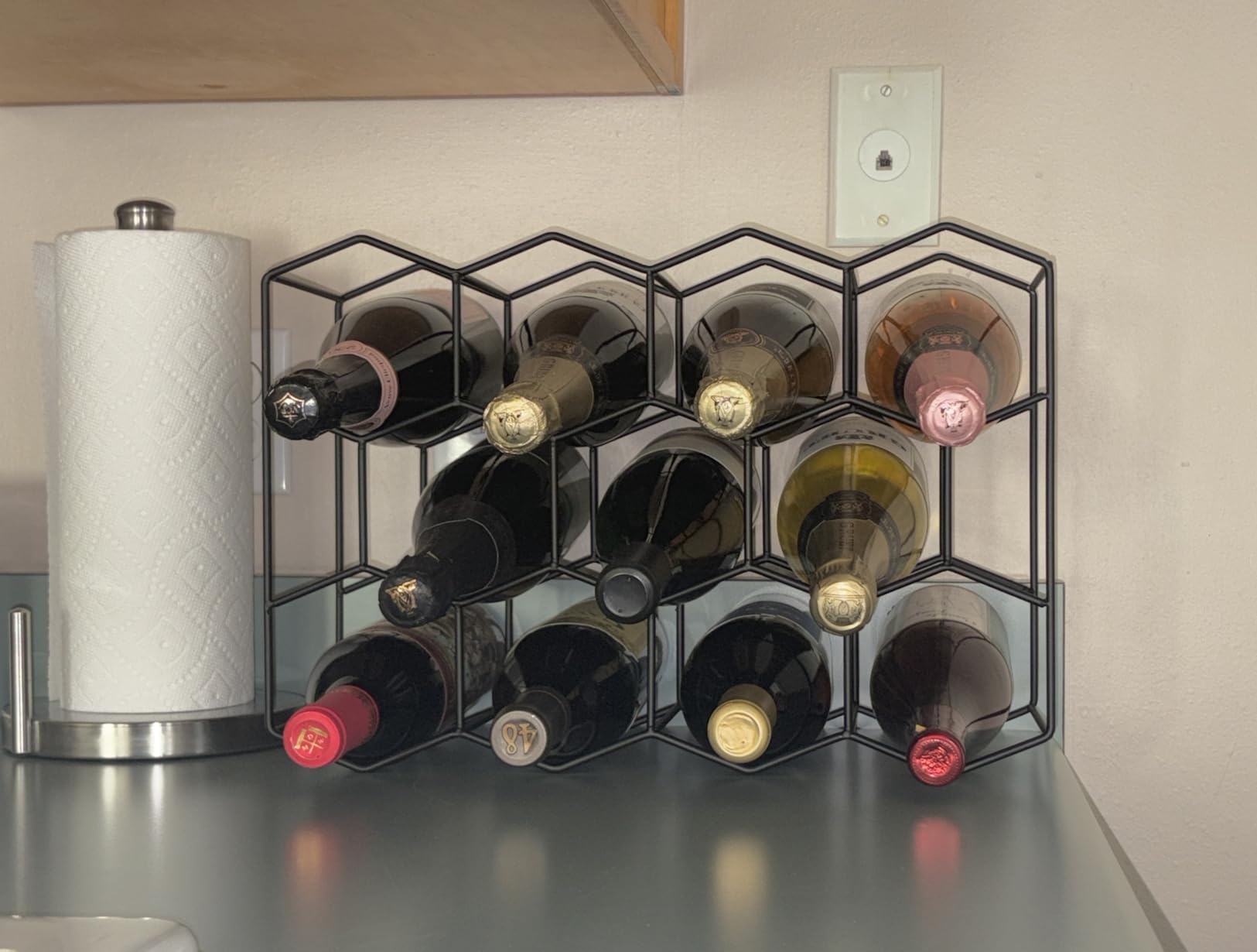 Gusto Nostro Countertop Wine Rack - 14 Bottle Freestanding Modern Black Metal Small - 3 Tier Tabletop Wine Holder Stand for Cabinet, Pantry - Wine Racks Countertop - No Assembly Required customer photo 2