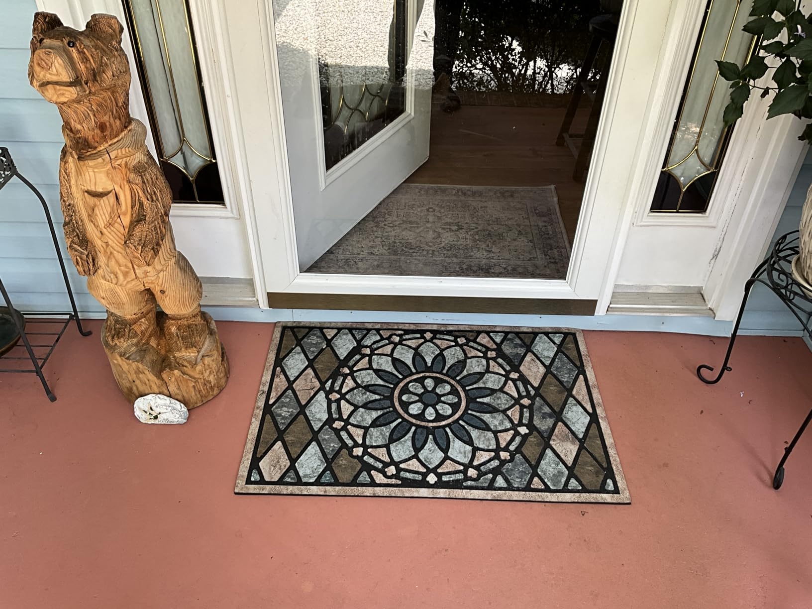 CHICHIC Welcome Door Mat 17x 30 Inch Front Doormat Outdoors for Home Entrance Outdoors Mat for Outside Entry Way Doormat Entry Rugs, Heavy Duty Non Slip Rubber Back Low Profile, Flower customer photo 2