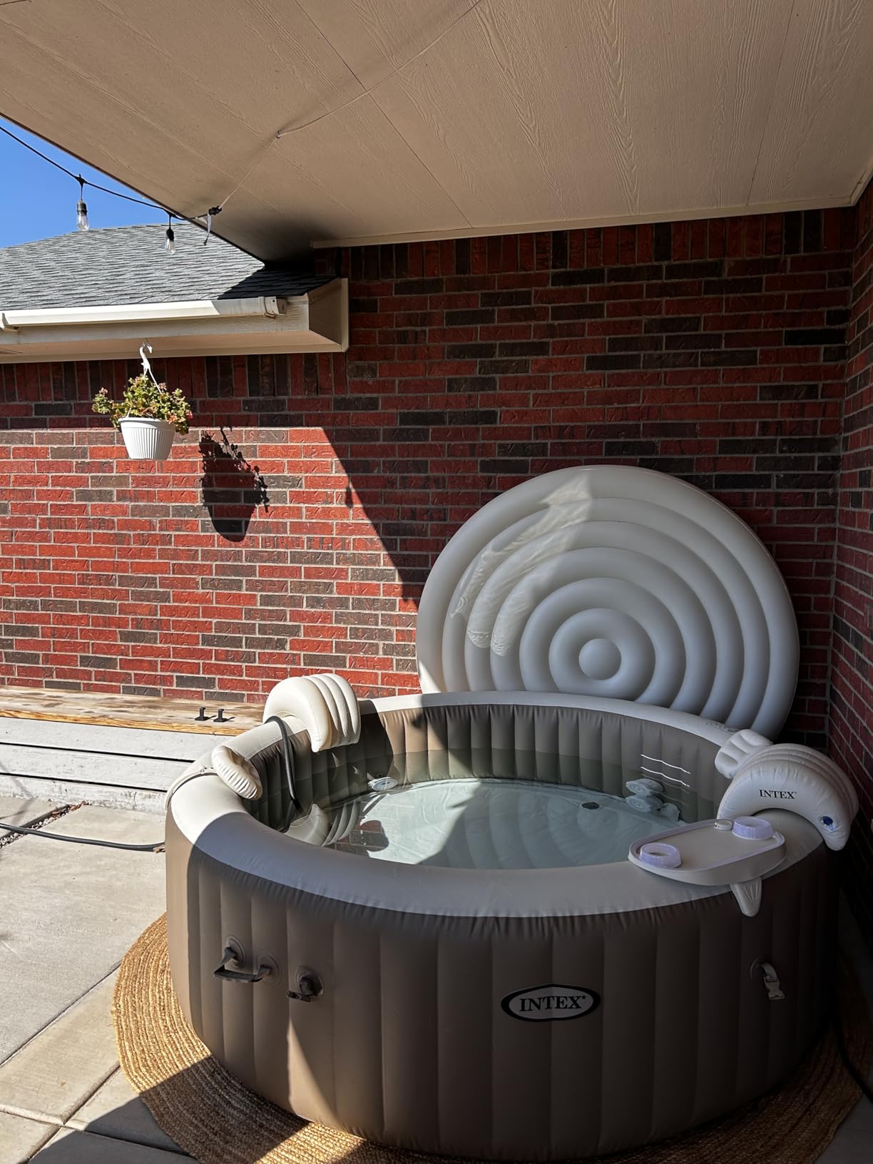 INTEX PureSpa Plus 6 Person Round Inflatable Hot Tub, Bubble Massage Spa Set with Energy Efficient Cover, 2 Headrests, & LED Light, 85 in x 28 in customer photo 1