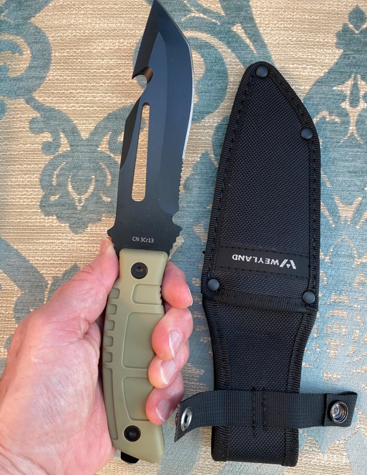 Survival Knife - Full Tang Fixed Blade with MOLLE Sheath | Tanto Blade, Gut Hook, Serrated Edge - Camping, Hunting, Hiking, Bushcraft, Emergency Preparedness customer photo 2