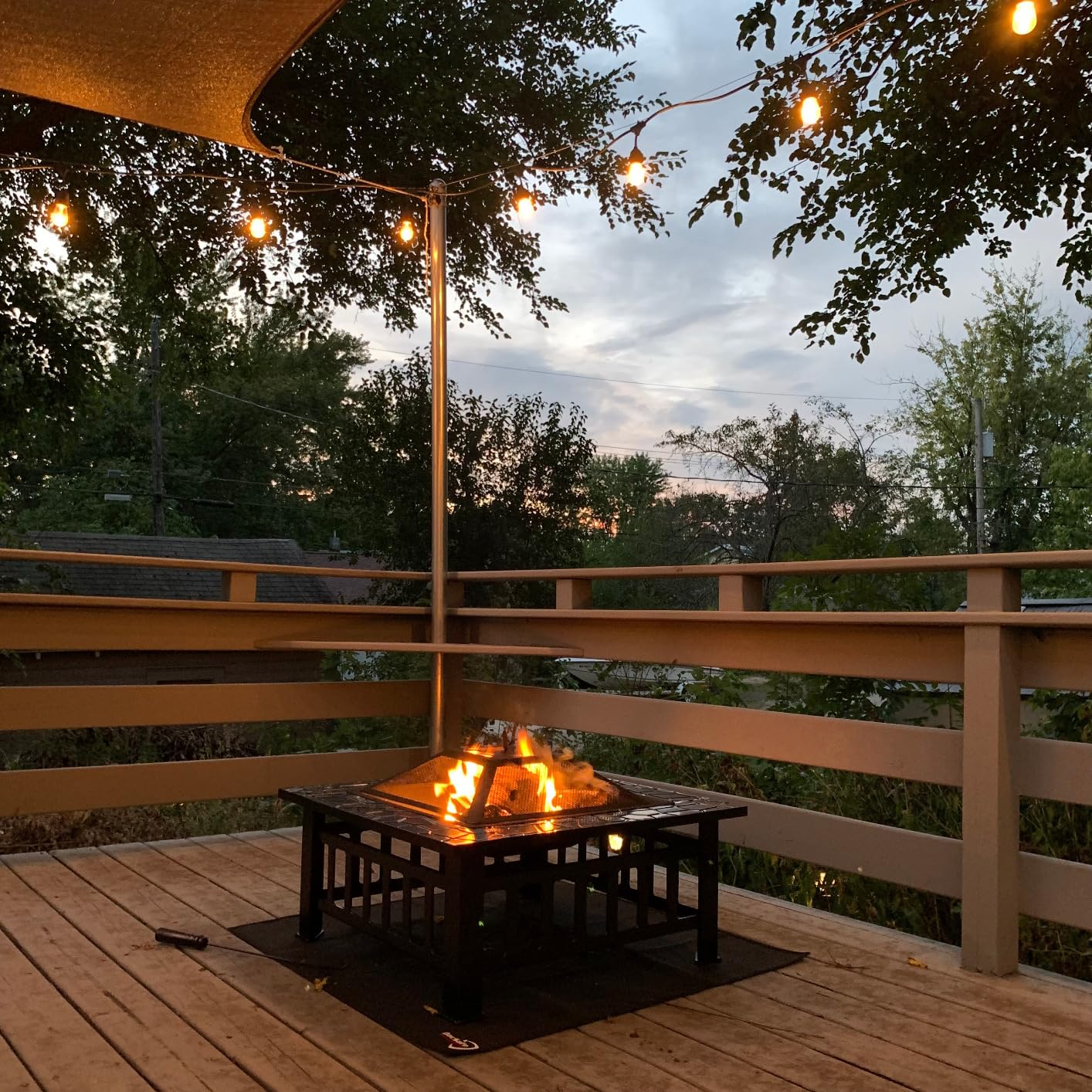 Devoko Outdoor Fire Pit, 32 Inch Firepit Table Metal Outdoor Fireplaces | with Waterproof Cover for Outside Patio Camping (Black) customer photo 1