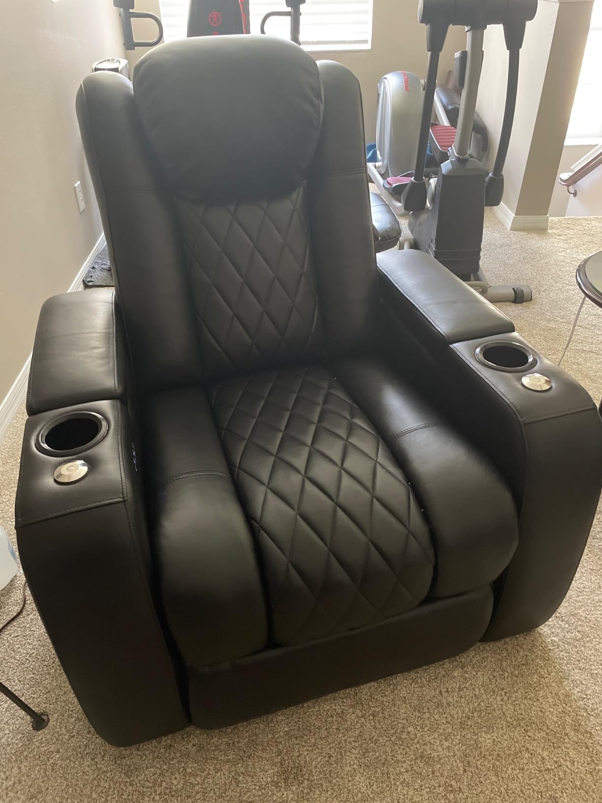 Valencia Tuscany Home Theater Seat - Nappa Leather Power Recliner with Cool Gel Memory Foam, USB-C/A Charging, RGB LED Lights, Adjustable Lumbar & Headrest (Single Recliner, Dark Chocolate) customer photo 2