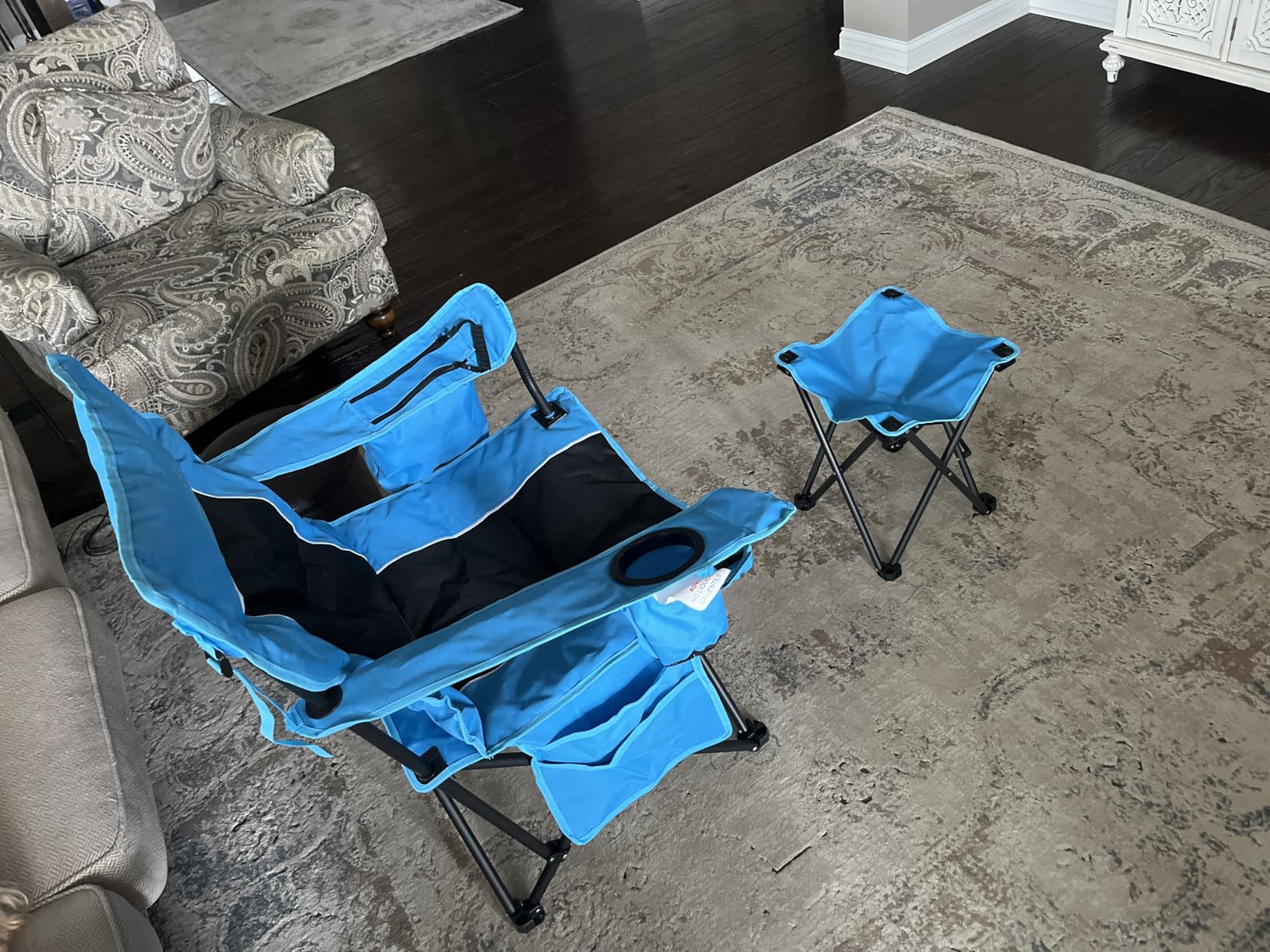 FAIR WIND Oversized Padded Camping Chair with Cooler for Outdoor, 500LB Load, Roomy 25.2