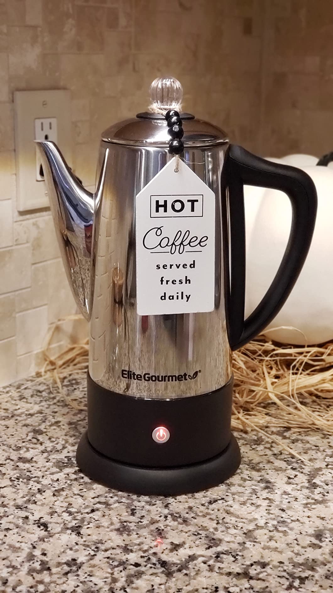Elite Gourmet 12-Cup Electric Coffee Percolator, Keep Warm, Clear Brew Knob | Cool-Touch, Cordless Base, Stainless Steel, EC812 customer photo 2