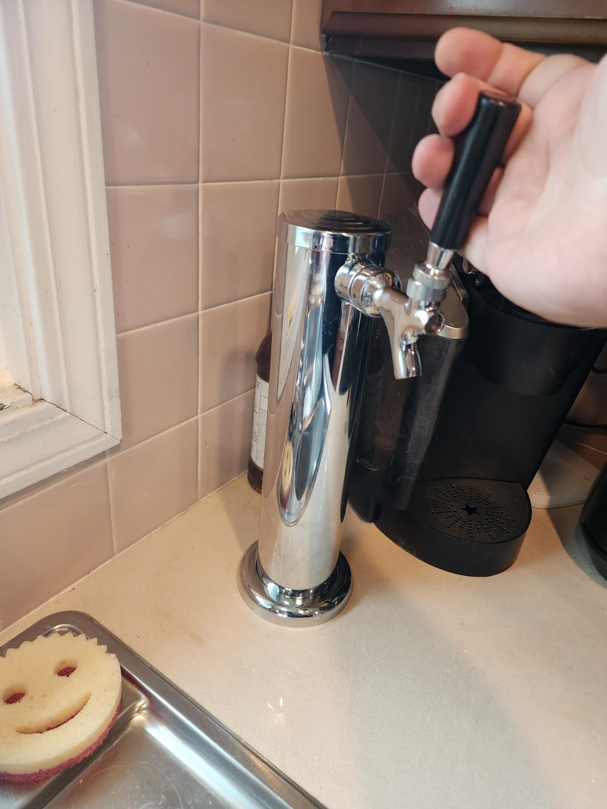 MRbrew Single Tap Draft Beer Tower, Support Countertop and Kegerator Installation, Stainless Core Beer Faucet Stainless Steel 3'' Flange Brewing Tower Dispenser Kit with Self-Closing Faucet Spring | Kegerator Beer Tap Tower, Countertop & Kegerator Mount, Pre-Assembled Lines With Faucet For Homebrew Beer Kombucha Dispensing customer photo 2