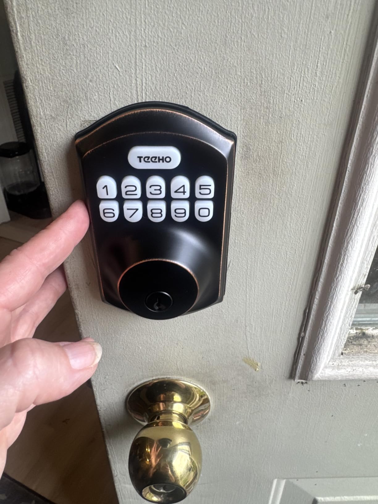TEEHO TE001 Keyless Entry Deadbolt with Keypad for Front Door, Satin Nickel | ANSI Grade 3 Security, 20 User Codes, Low Battery Alert, IP54 Waterproof, One Touch Lock, Anti-Peep Password & 2 Backup Keys customer photo 1