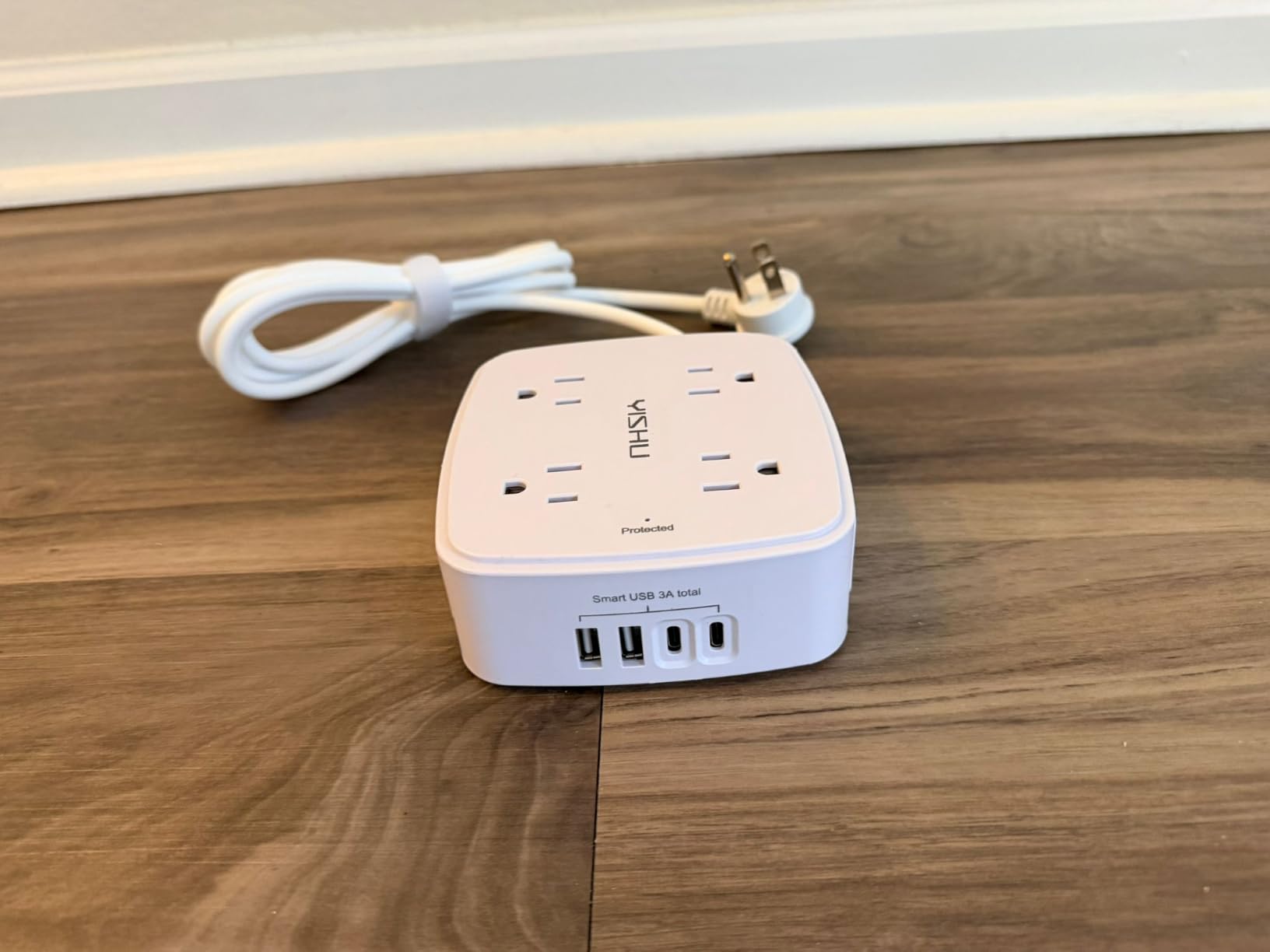 YISHU 6Ft Surge Protector Power Strip with 8 Widely Outlets & 4 USB Ports | 3 Side Outlet Extender with 6 Feet Extension Cord, Flat Plug, for Home, Office, College Dorm Room Essentials customer photo 2