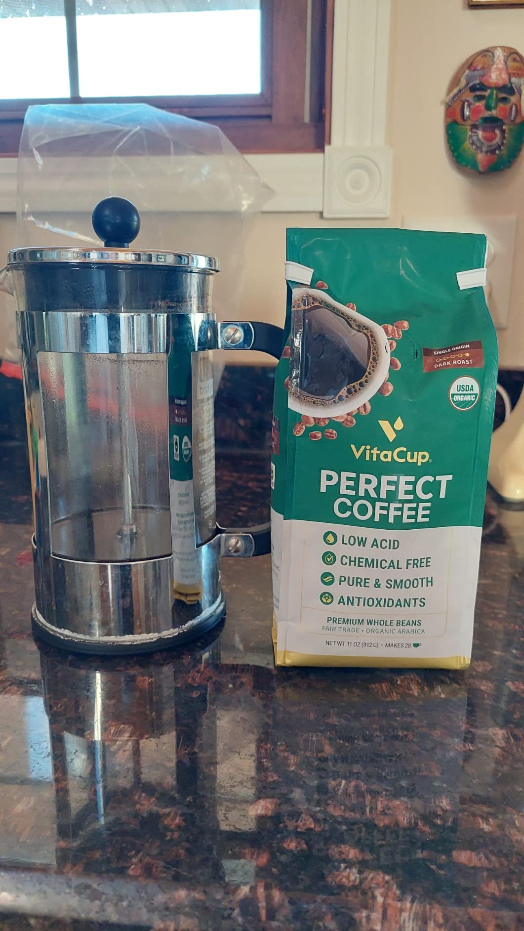 VitaCup Perfect Low Acid USDA Organic Coffee Beans, Fair Trade, 11oz | Dark Roast, Single Origin, Mycotoxin Free customer photo 2