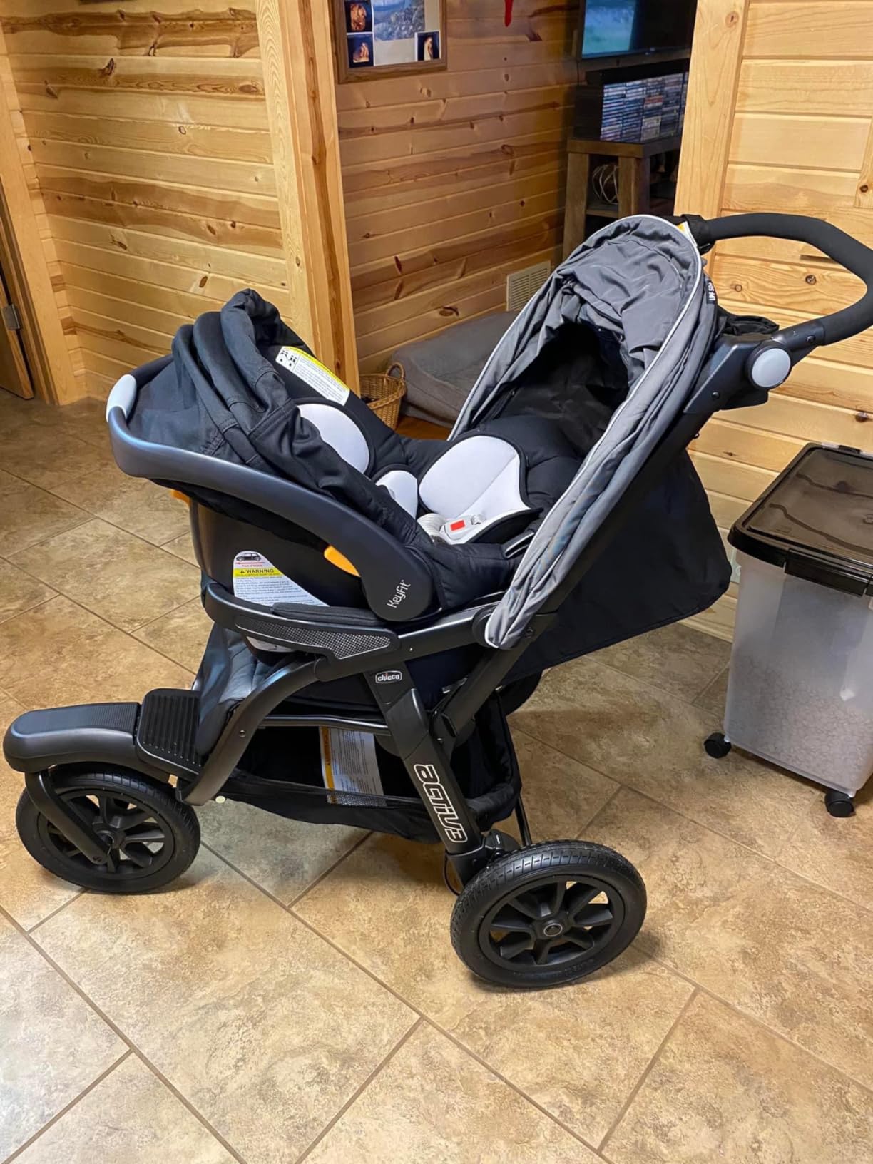 Chicco Activ3 Jogging Stroller, All-Terrain Stroller, Compatible with Chicco Infant Car Seats (not Included), Baby Travel Gear, Eclipse/Grey customer photo 1