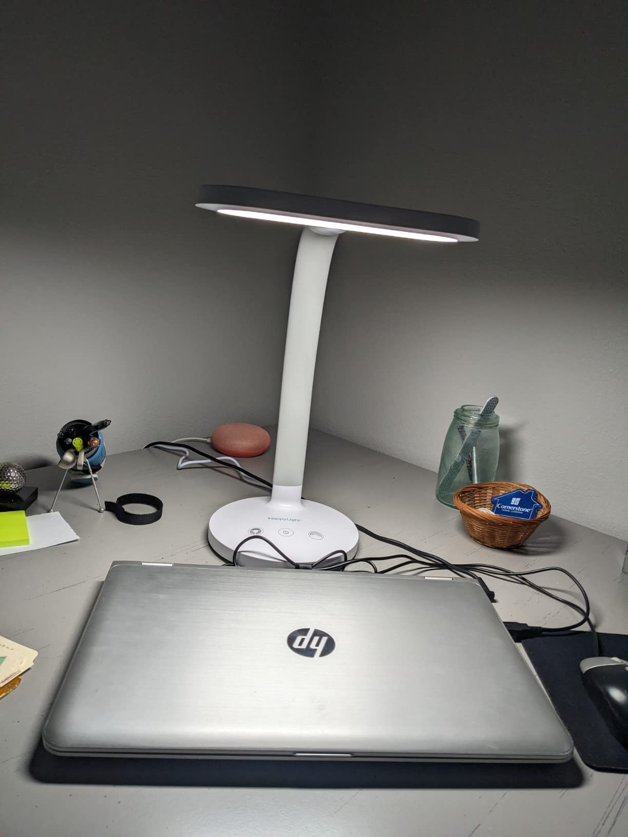 Verilux HappyLight Duo - 2-in-1 Light Therapy & Task Desk Lamp - UV-Free Full Spectrum LED, 10,000 LUX, Adjustable Brightness and Color, Flexible Gooseneck, and Integrated USB Charging Port customer photo 1