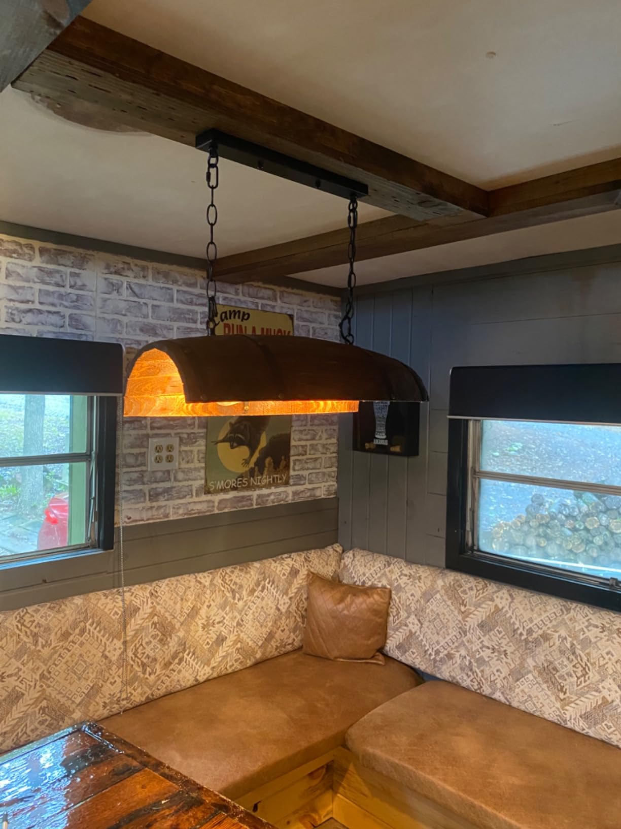 Antique Wood Wine Barrel Pendant Light | Rustic Hanging Ceiling Lamp Fixtures for Kitchen Bar customer photo 2