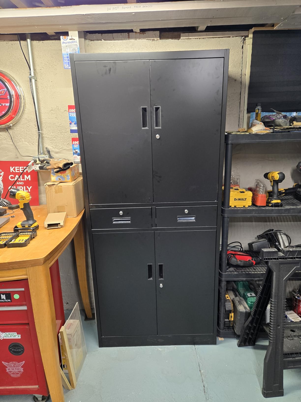 BESFUR Metal Garage Storage Cabinet with 2 Locking Doors and 2 Adjustable Shelves, 36