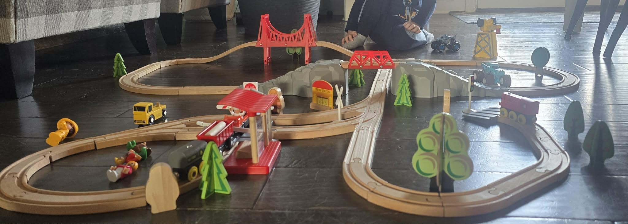 Tiny Land 110PCS Wooden Train Set, Toy Train with Tracks | Compatible with Major Brands, Ideal Railway Playset for Boys and Girls, Great Birthday Gift for Kids Ages 3-7 customer photo 1