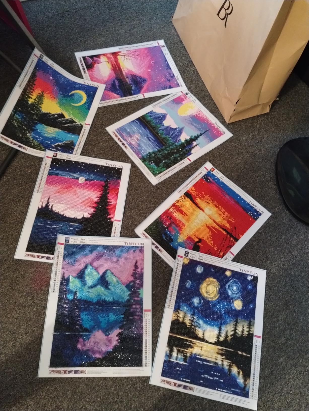 TINY FUN 12 Pack Diamond Painting Kits for Adults 5D Diamond Art Kit Paint by Number for Beginners, DIY Paint with Round Full Drill Diamonds Paintings Gem Art for Home Wall Decor Gift (12X16 Inch) customer photo 2