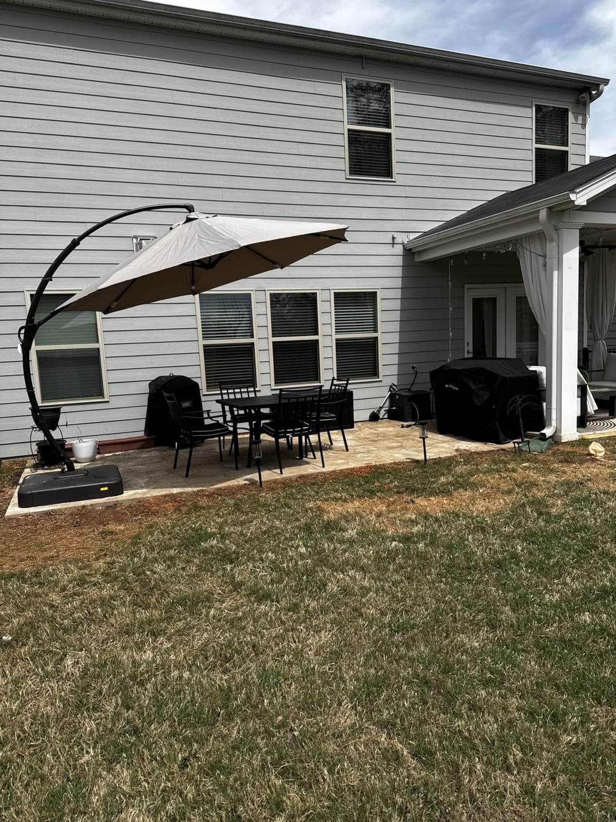 LAUSAINT HOME Outdoor Patio Umbrella with Base included, 11 FT Deluxe Curvy Cantilever Umbrella Heavy Duty Offset Hanging Umbrella with 360° Rotation customer photo 1