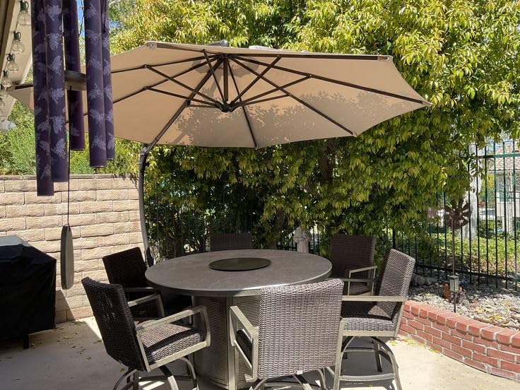 LAUSAINT HOME Outdoor Patio Umbrella with Base included, 11 FT Deluxe Curvy Cantilever Umbrella Heavy Duty Offset Hanging Umbrella with 360° Rotation customer photo 2