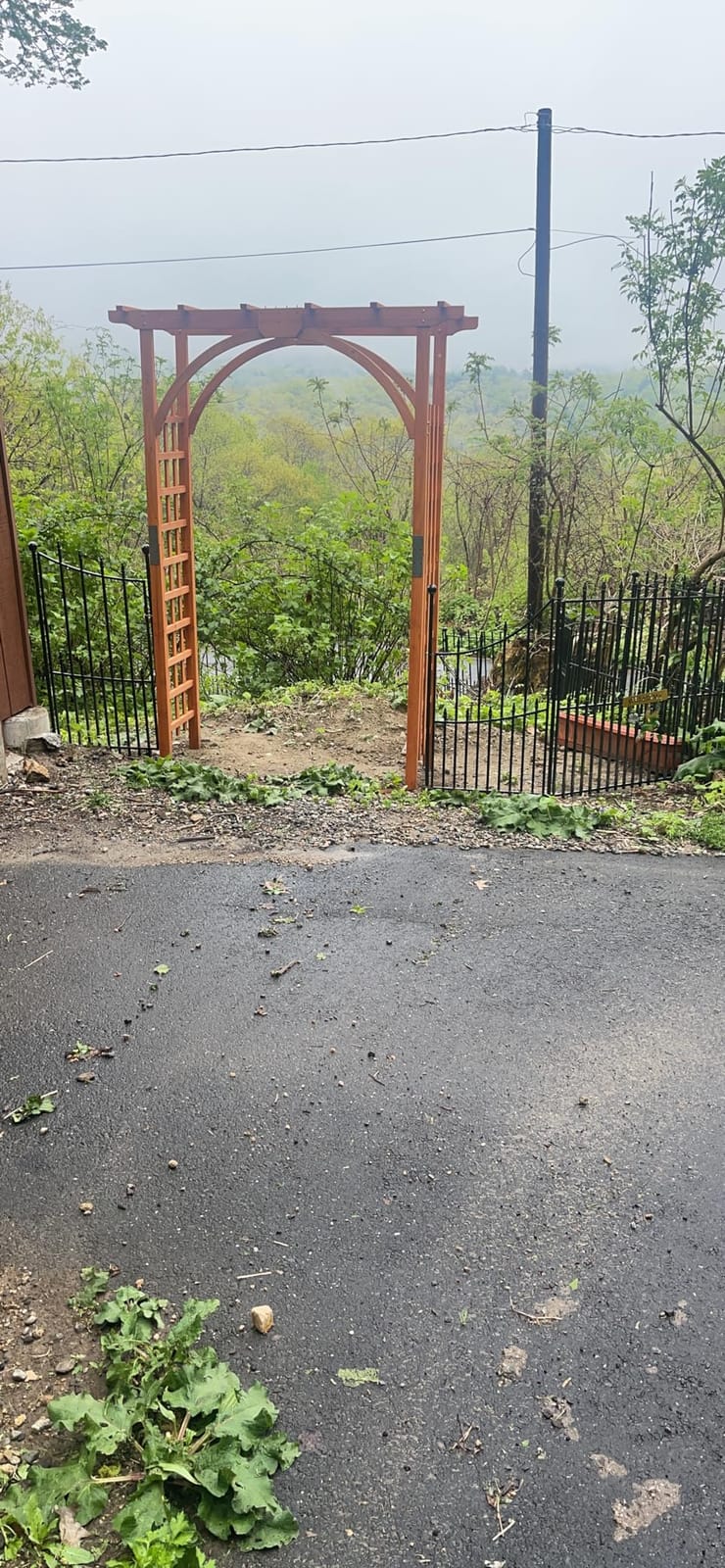 Yaheetech 85in Wooden Garden Arch Arbor Trellis for Backyard Patio Outdoor | Metal-reinforced fir wood arch with lattice sides supports climbing roses, wisteria, and vines as a walk-through entrance. customer photo 1