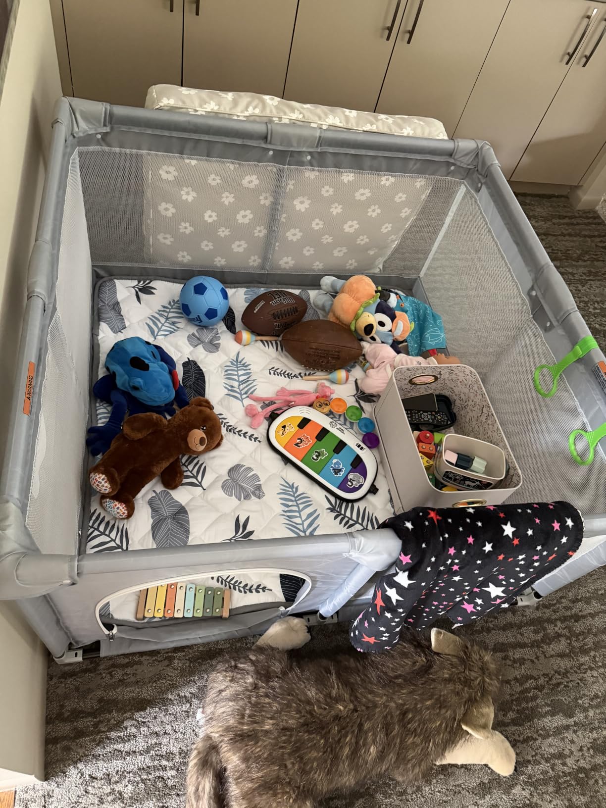 Fodoss Baby Playpen 47×47in, Small Play Pen for Babies and Toddlers, Playpen for Apartment, Play Yard, Activity Fence, Baby Playard with All-Side Mesh, Pull Rings customer photo 1