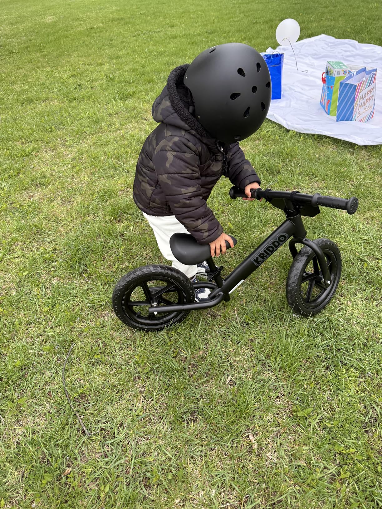 KRIDDO Toddler Balance Bike 2 Year Old, Gift for 2-3 Boys Girls, Adjustable | 2 Year Old Boy Birthday Gift, Easy to Assemble, Personalized Plate with 3 Sticker Sets, White customer photo 1