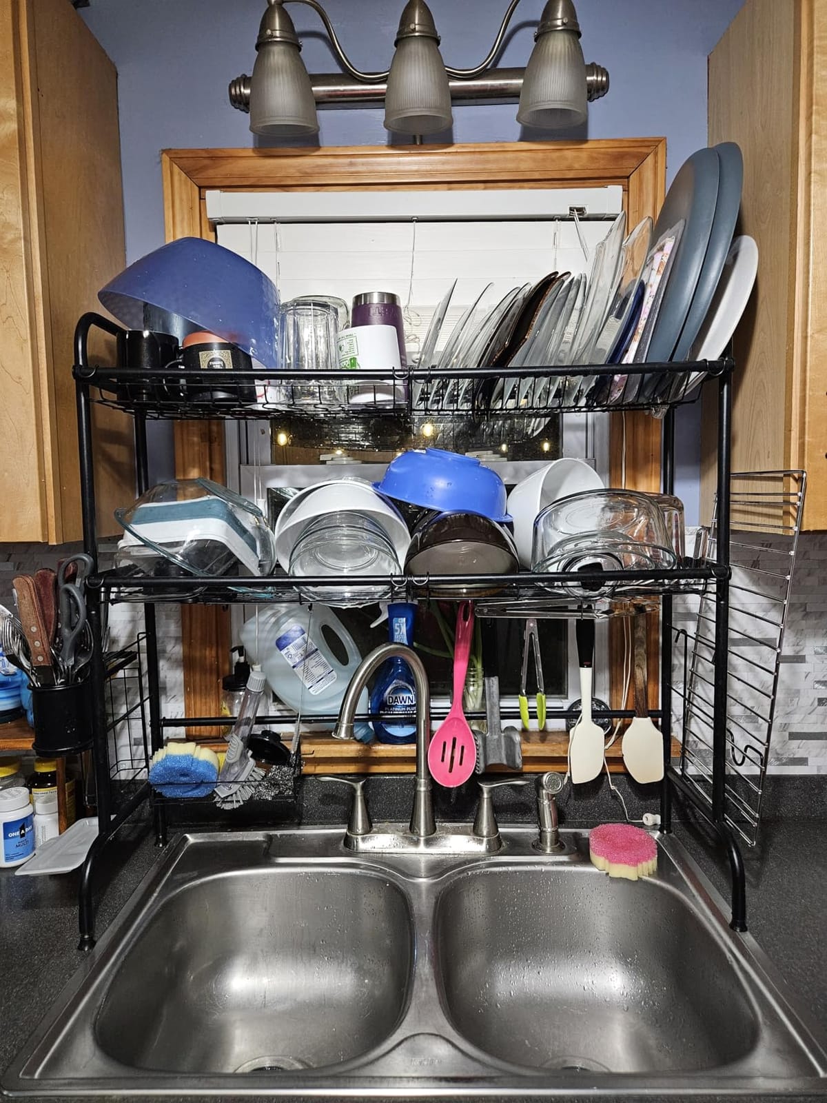 MOUKABAL Dish Drying Rack with Drainboard for Kitchen Counter, Black | 13×17 Large Capacity/Rustproof Stainless Steel/Fast Drainage Dish Drainer/Removable Utensil Holder customer photo 1