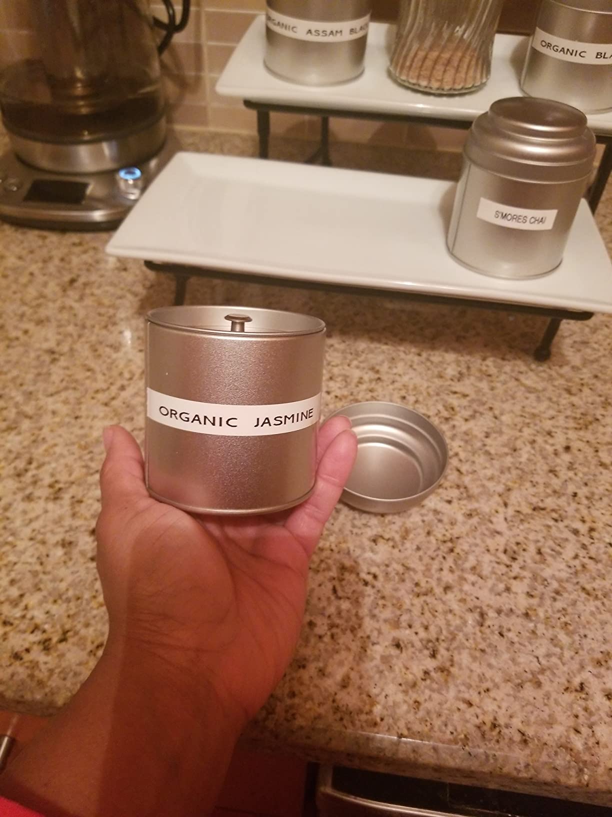 Lawei 9 Pack Tea Tins Canister with Airtight Double Lids, 8 OZ Round Tin Can Box, Small Kitchen Canisters Containers for Storage Tea, Coffee, Sugar, Loose Leaf, Candy, Herbs and Spices, Silver customer photo 1