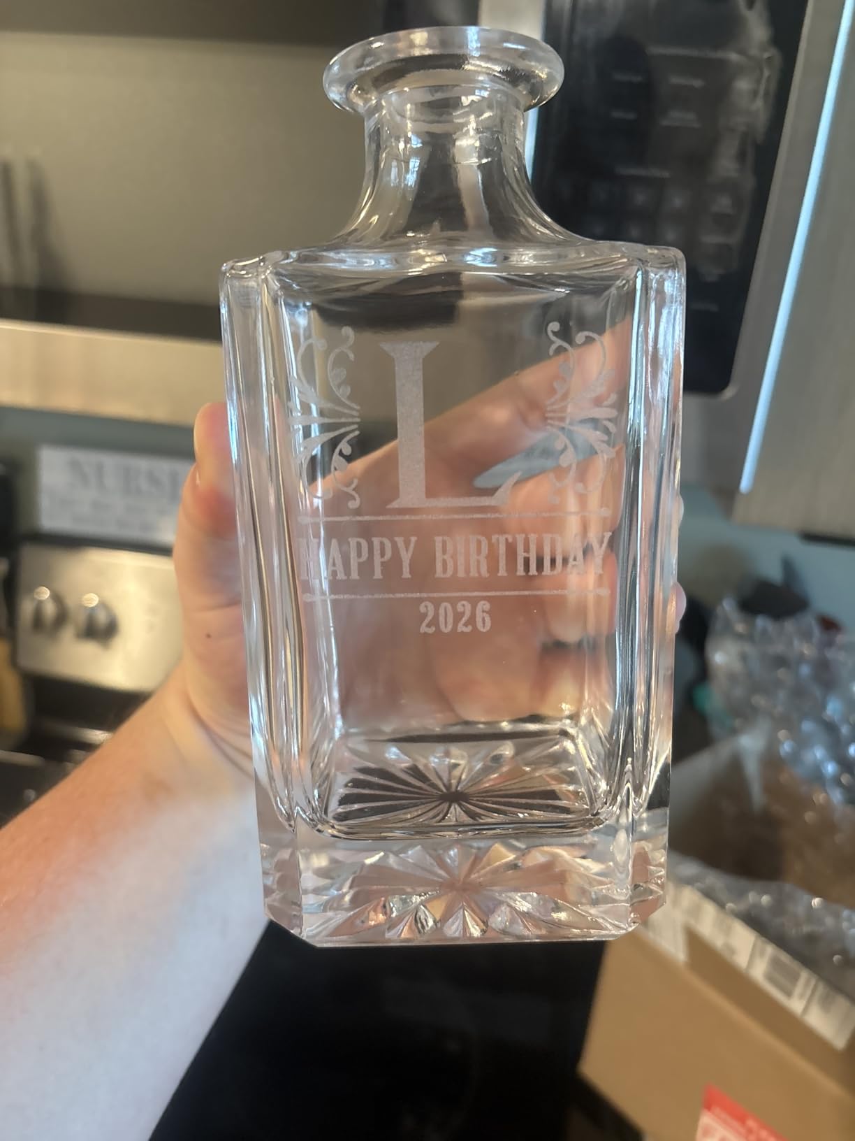 Personalized Whiskey Decanter Set - 5 Design Options - Custom Liquor 25 oz, 750ml Liquor Decanter w/Whiskey Glass Set Options, Birthday & Retirement Gifts for Men customer photo 1