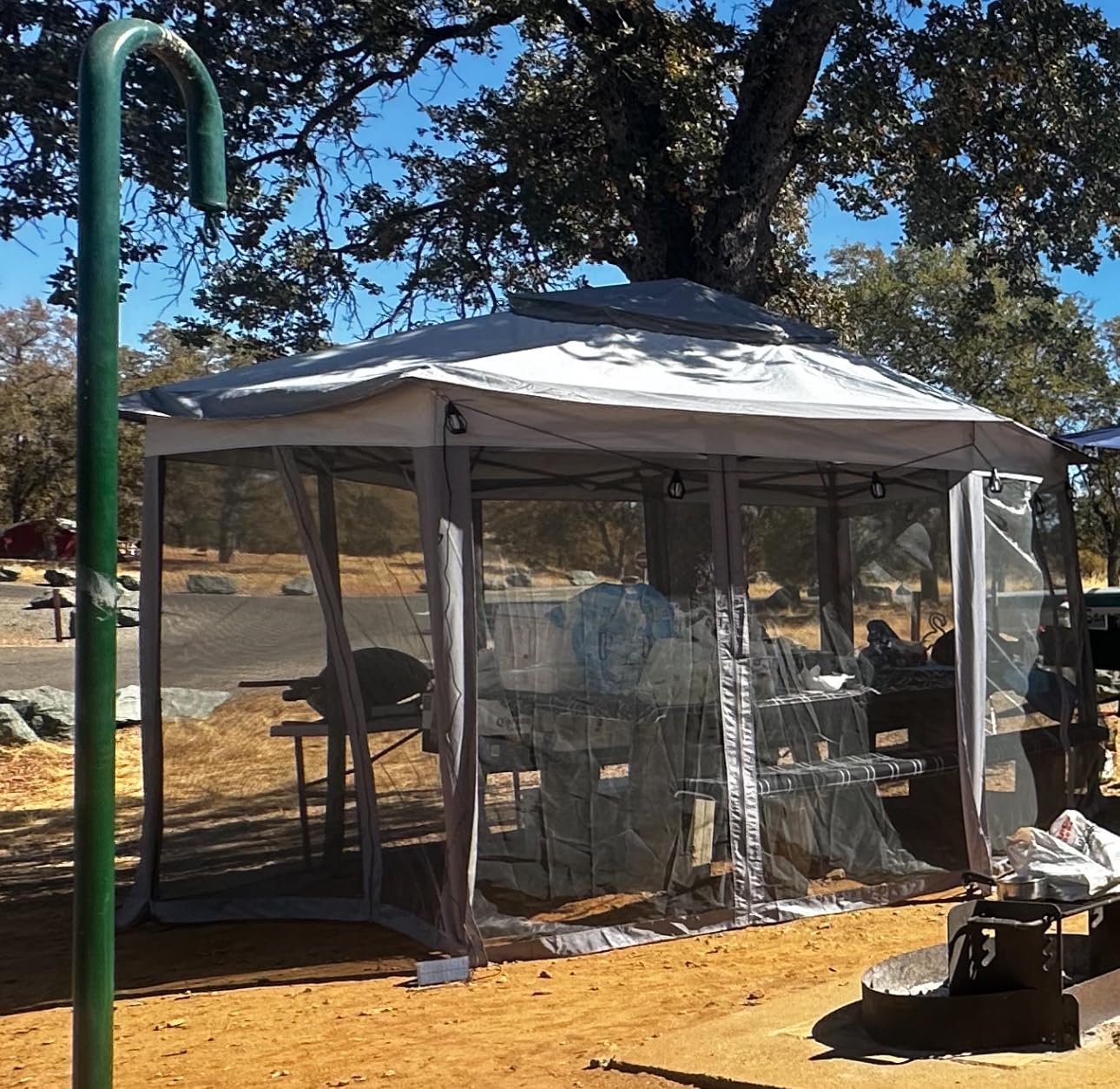 Yaheetech 13x13 Pop Up Gazebo Double-Tier w/Mesh Netting Patio Canopy Brown | UPF50+ Waterproof Pop Up Gazebo w/Mesh Netting & 4 Sandbags, Instant Shade for Backyard, Lawn, Garden and Deck Gatherings customer photo 2