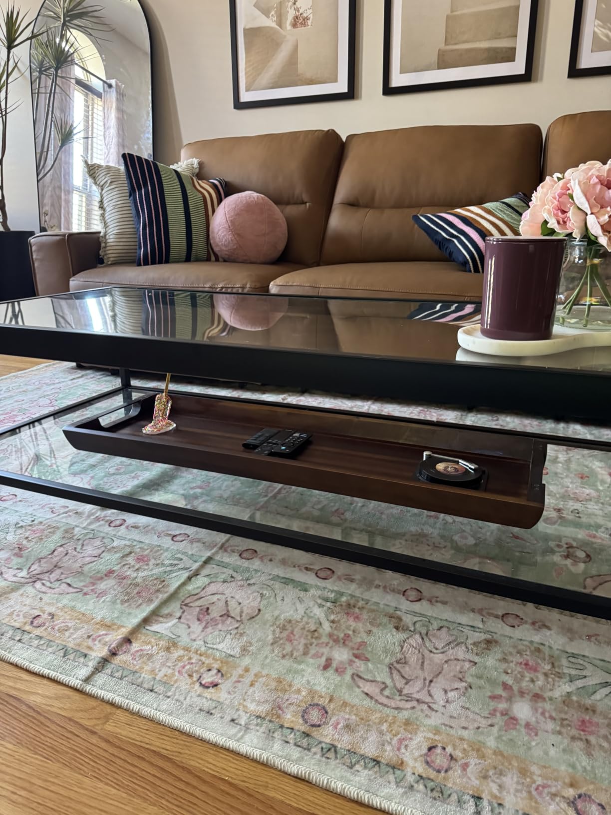 Acacia Wood Serving Tray with Metal Handle, 17x13in Tray for Ottoman, Decorative Food & Drink Tray for Coffee Table, Breakfast, Dinner, BBQ, Party, Rustic Home Decor, Elegant Gift Box customer photo 2