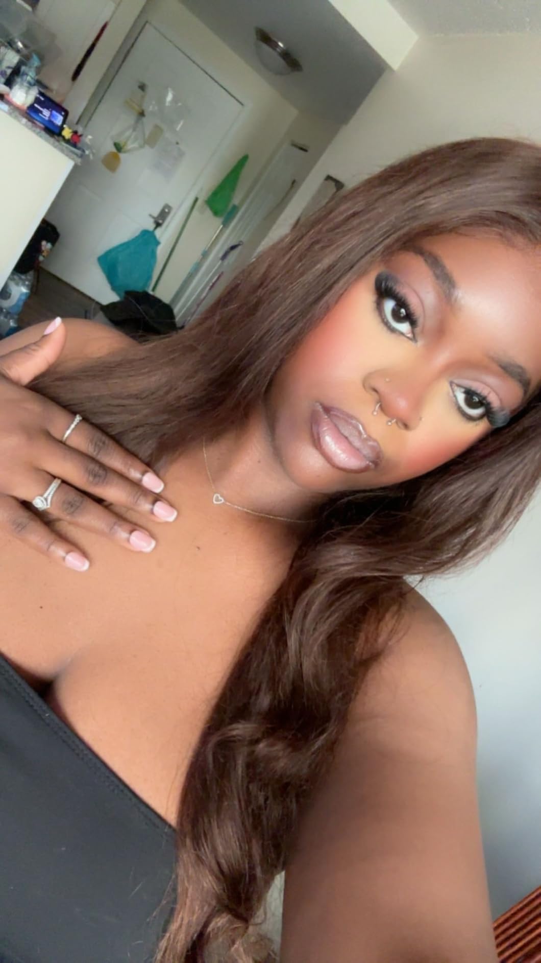 Hermosa Chocolate Brown Lace Front Wigs Human Hair Pre Plucked Pre Bleached | Small Knots 26 Inch 180 Density Straight 13x4 Hd Lace Frontal Human Hair Wig Natural Hairline 4# Brown Wig customer photo 2