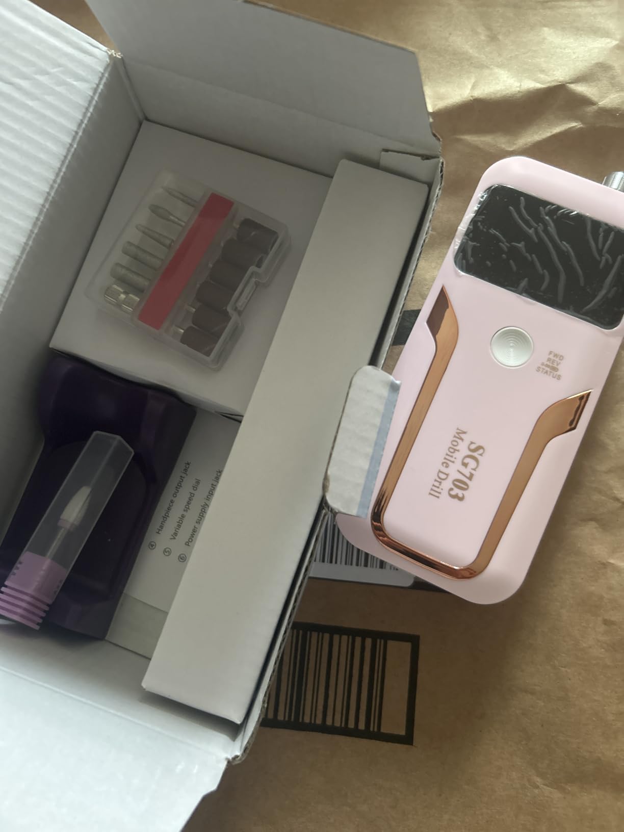 MOCOWIND Portable Nail Drill Professional 35000 RPM, Rechargeable Electric Nail File Machine Cordless E-File for Acrylic Gel Polishing Removing with Bits Kit for Manicure Salon Home, Pink customer photo 2