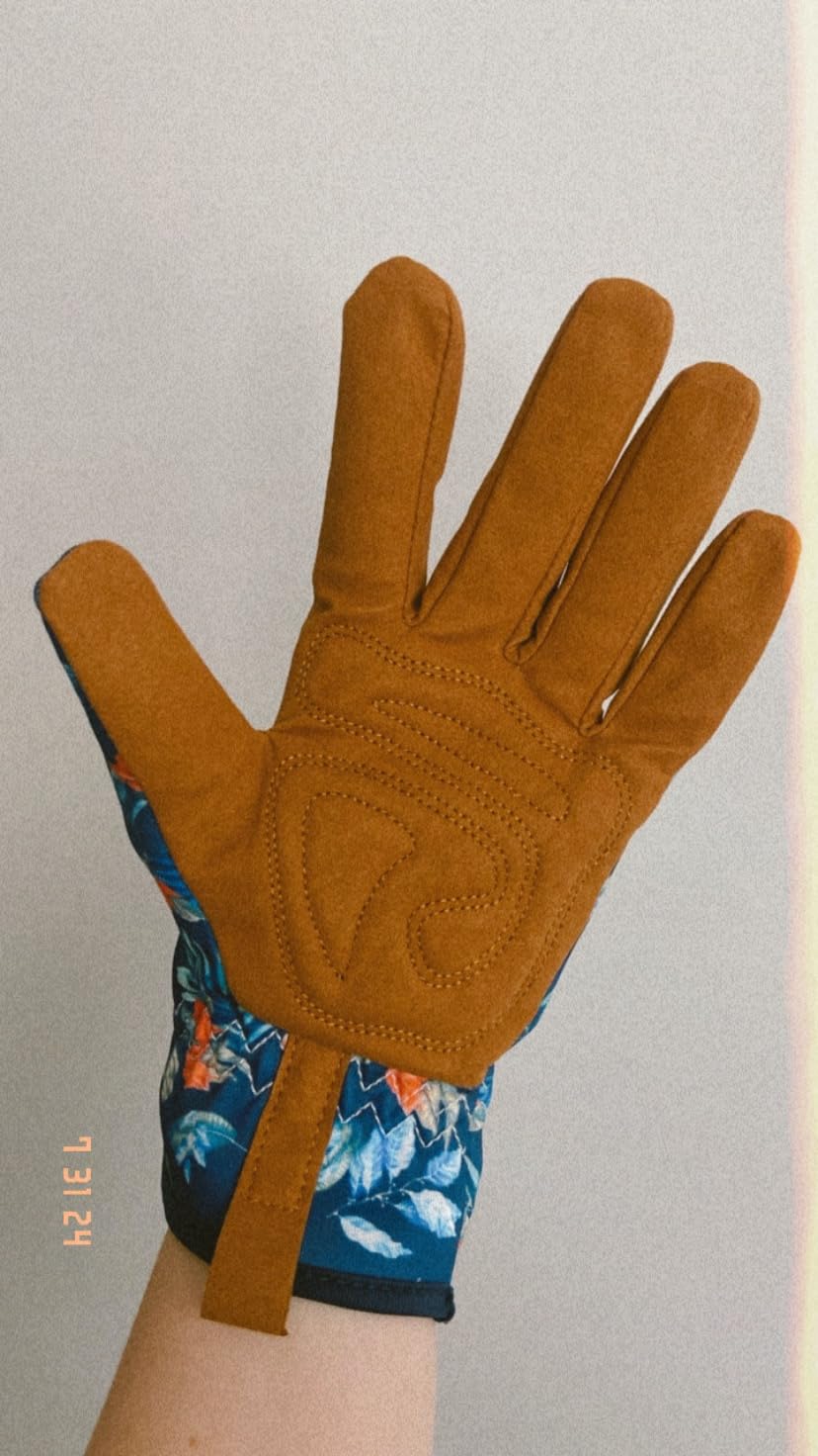 Womens Gardening Weeding Working Gloves, Leather Garden Glove for Women Thorn Proof No Stab for Digging, Planting, Pruning customer photo 1