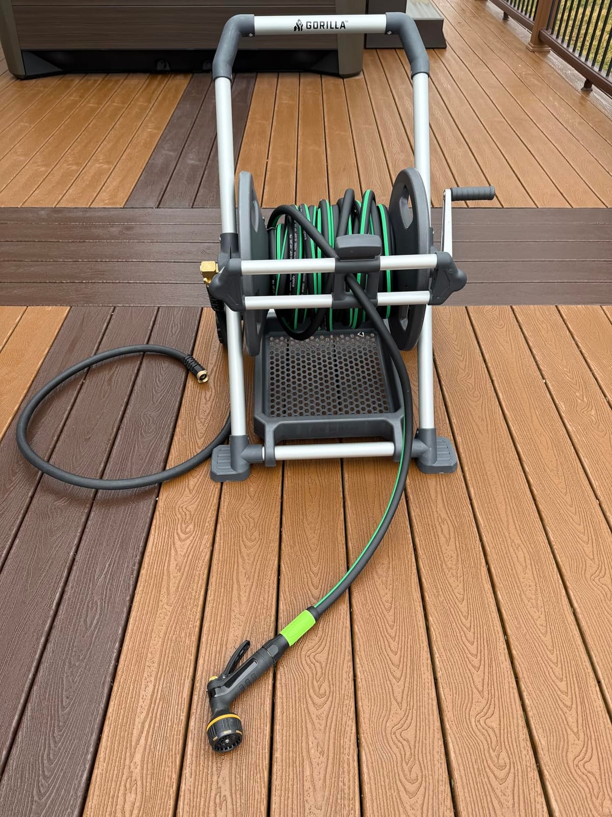Gorilla GRS-200H Aluminum Garden Hose Reel, 200 Ft, No-Leak Brass Fittings | Rust-proof frame, Smooth winding hose guide, Upright comfort handle, Stable wide base, Durable construction for outdoor use customer photo 1
