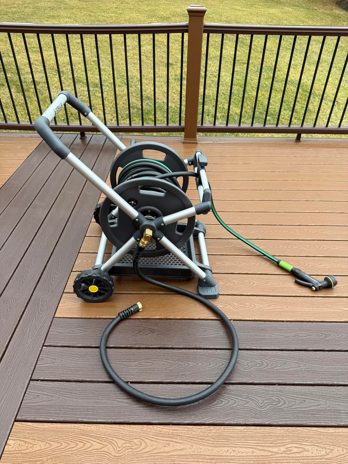 Gorilla GRS-200H Aluminum Garden Hose Reel, 200 Ft, No-Leak Brass Fittings | Rust-proof frame, Smooth winding hose guide, Upright comfort handle, Stable wide base, Durable construction for outdoor use customer photo 2